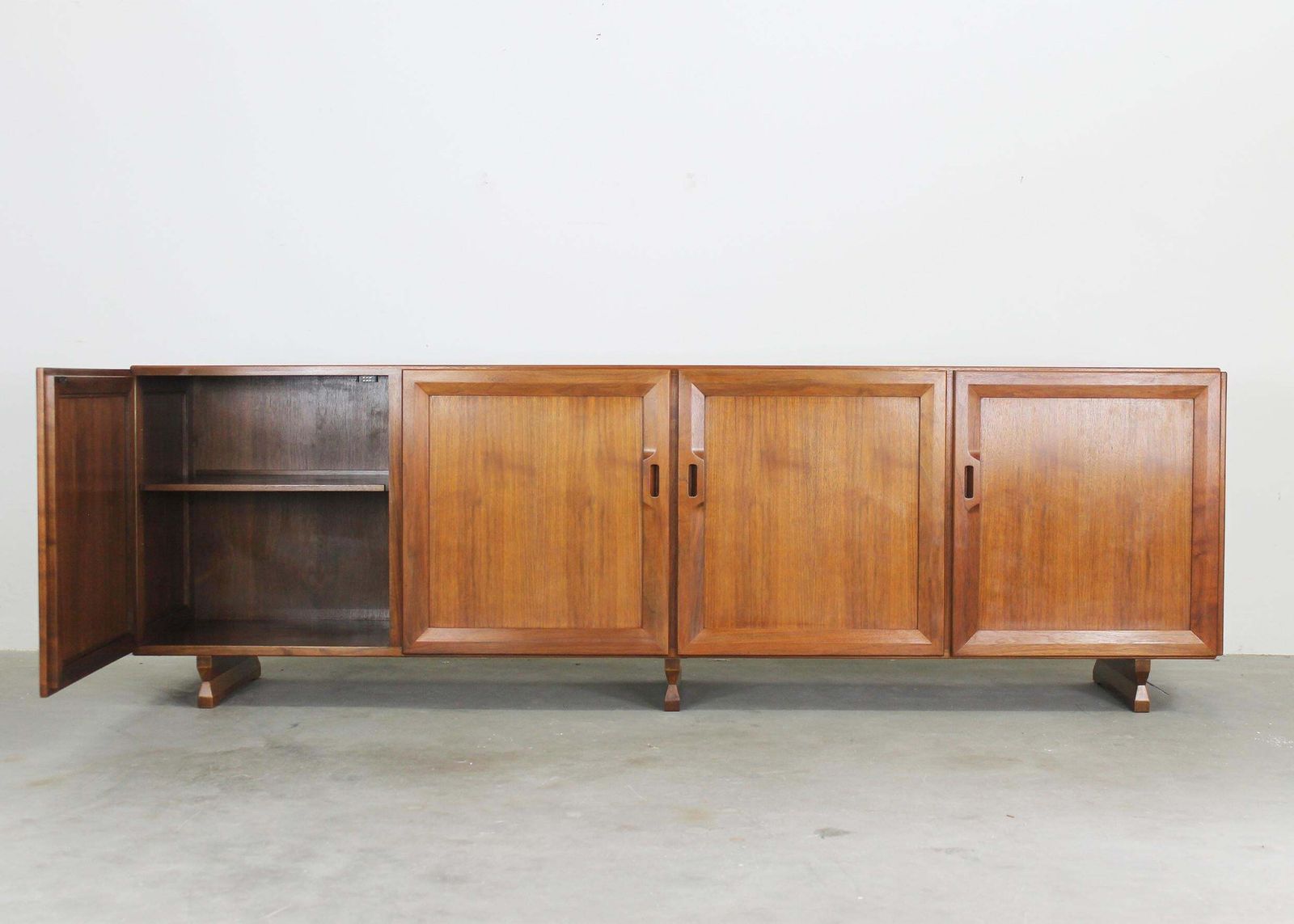 Franco Albini Mb15 Large Sideboard With Four Doors Panels In Wood By Poggi 1950s photo for sale
