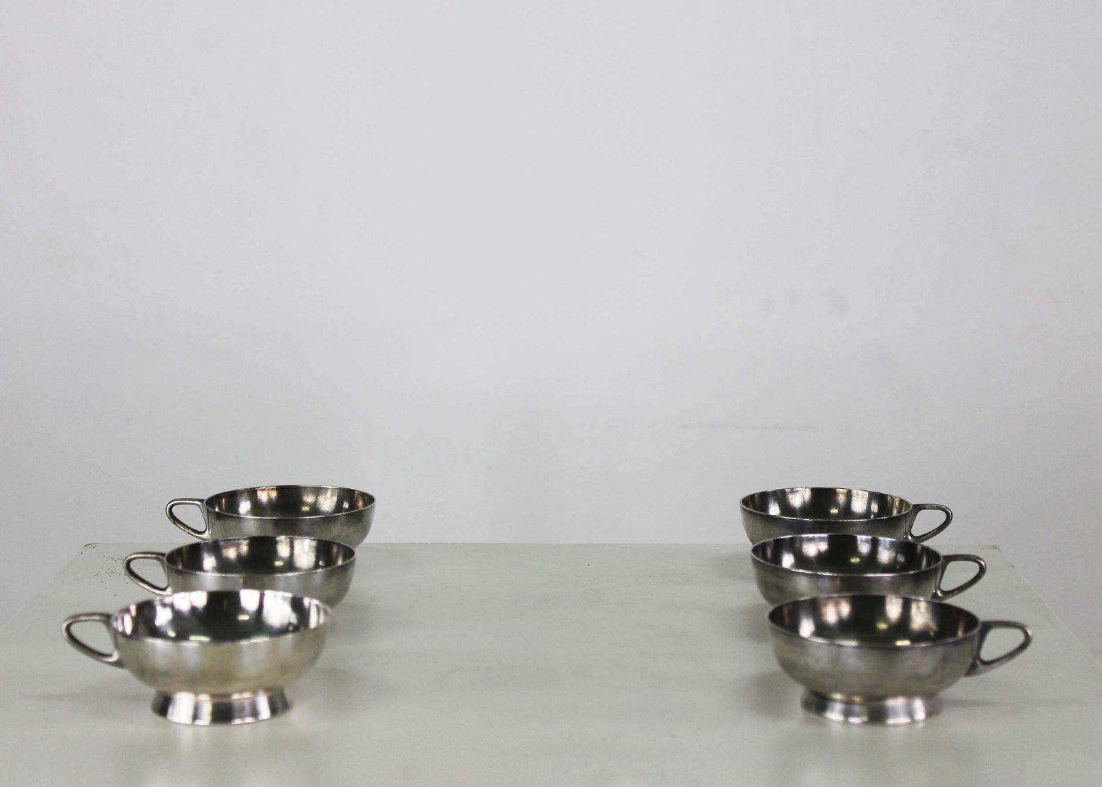 Gio Ponti Set Of Six Cups In Silver Alpacca For Fratelli Calderoni 1950 photo furniture