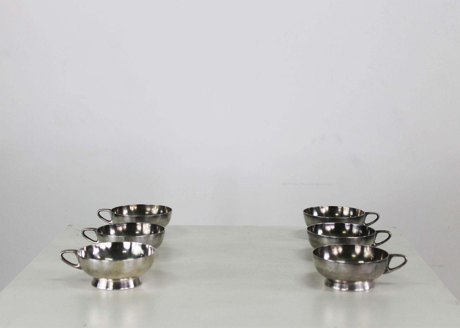 Gio Ponti Set Of Six Cups In Silver Alpacca For Fratelli Calderoni 1950 photo for sale