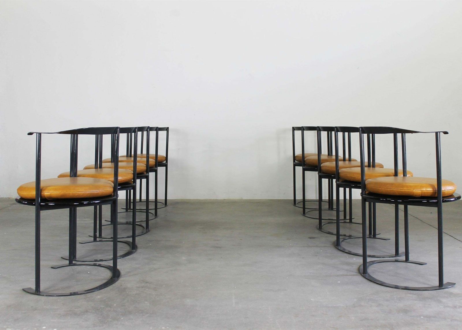 Luigi Caccia Dominioni Set Of Ten Catilina Chairs With Leather Cushions Azucena photo vintage
