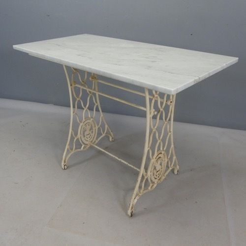Marble Topped Garden Table On Cast Iron Frame photo furniture