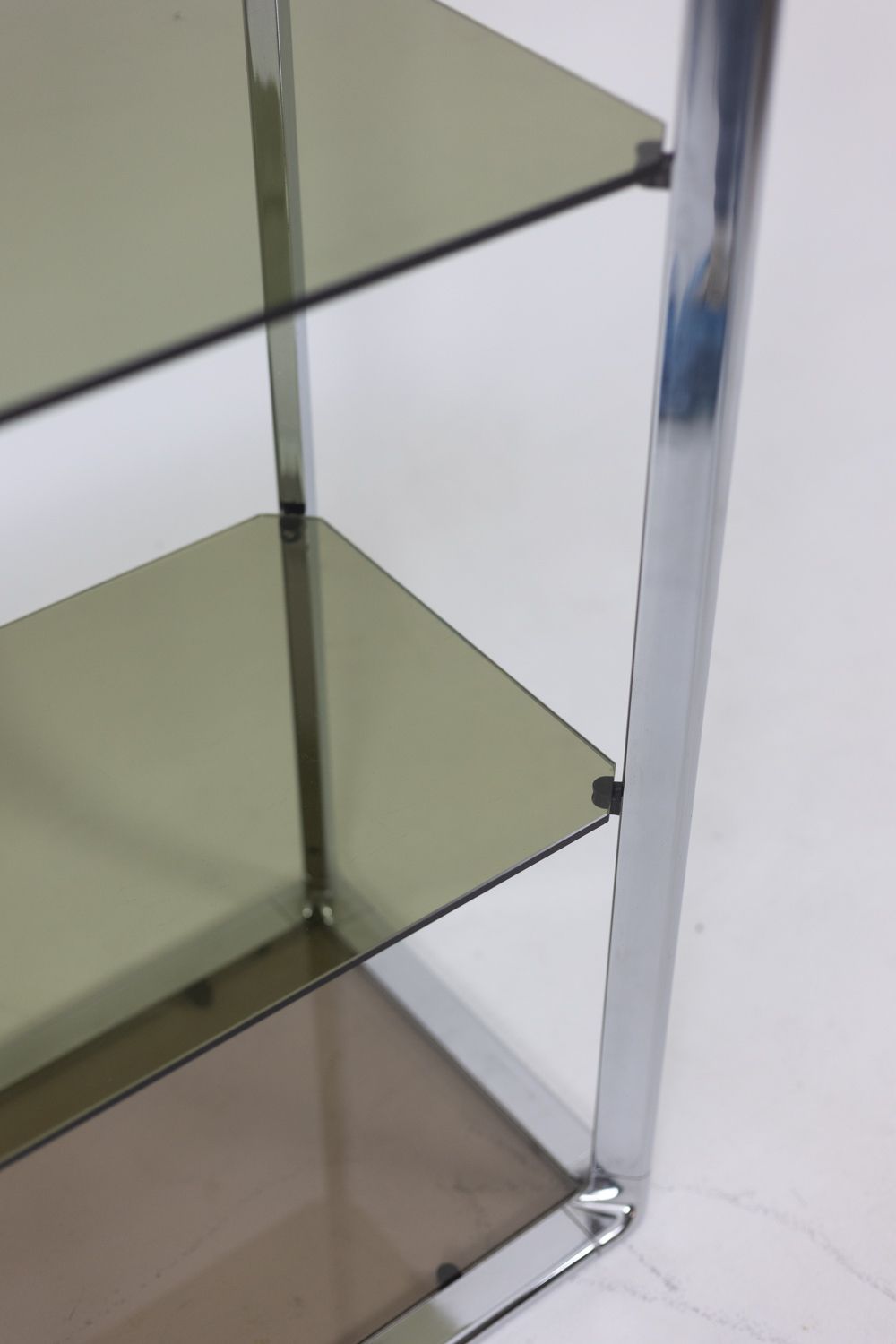 Pair Of Shelves With 6 Shelves, Chromed Metal Frame. 1970s. photo vinterior