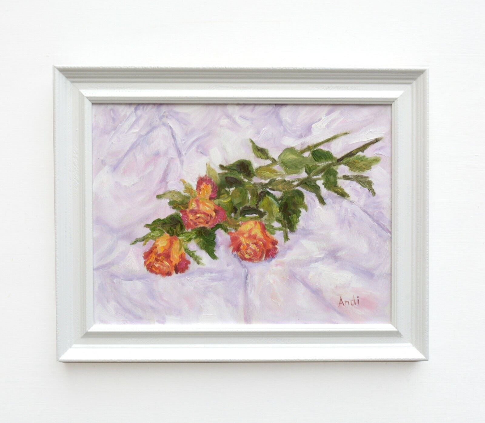 Roses Floral Still Life Oil Painting Signed Framed Original  Andi J Lucas