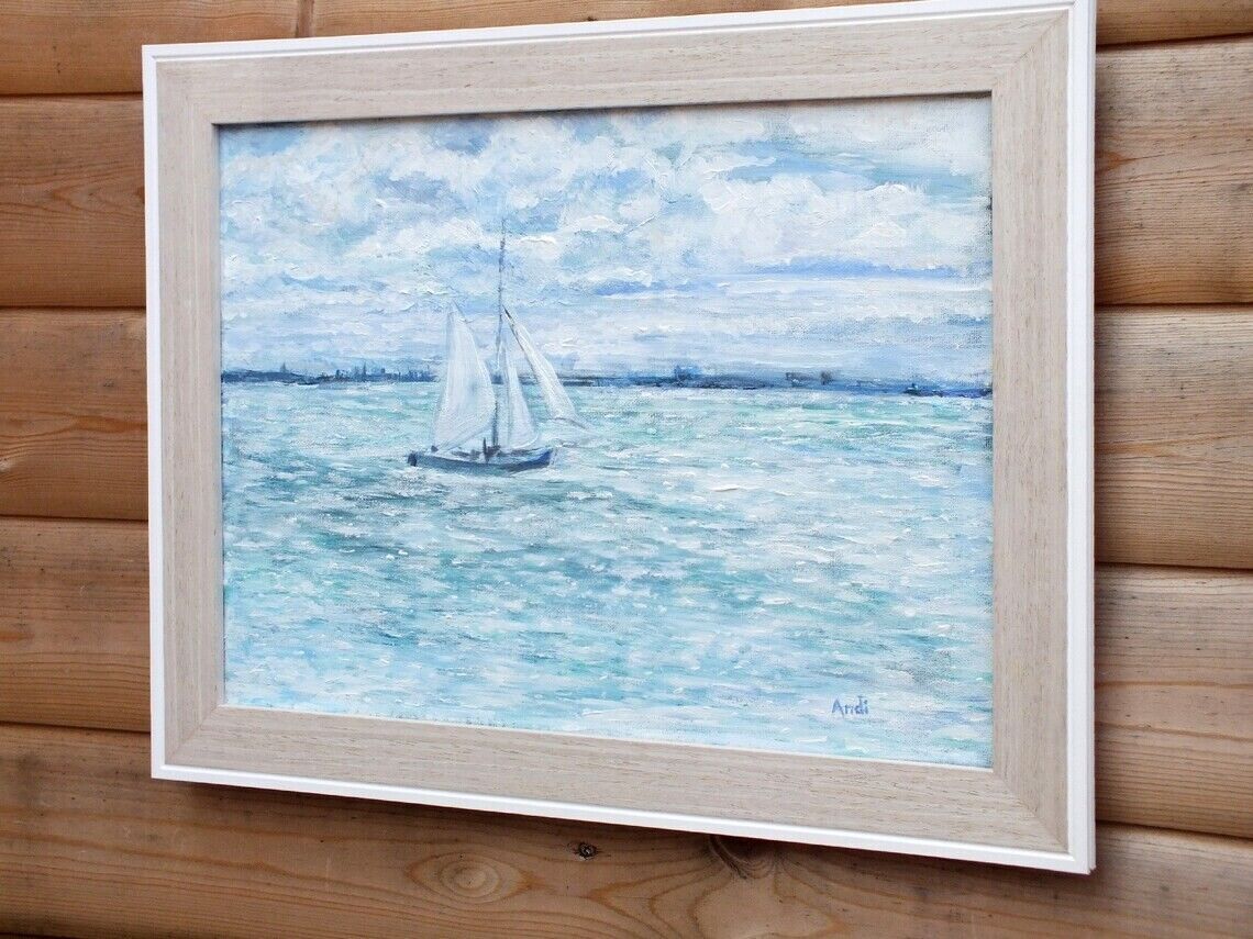 New Original Framed Signed Seascape Painting Normandy Coast France  Andi Lucas photo buy