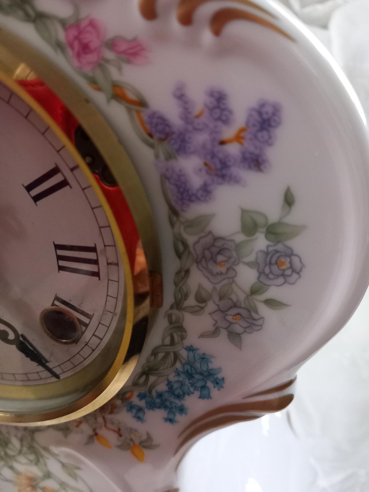 1982 Porcelain Clock With Franz Hermle German Movement Chimes Hour & Half Hour photo 85.0