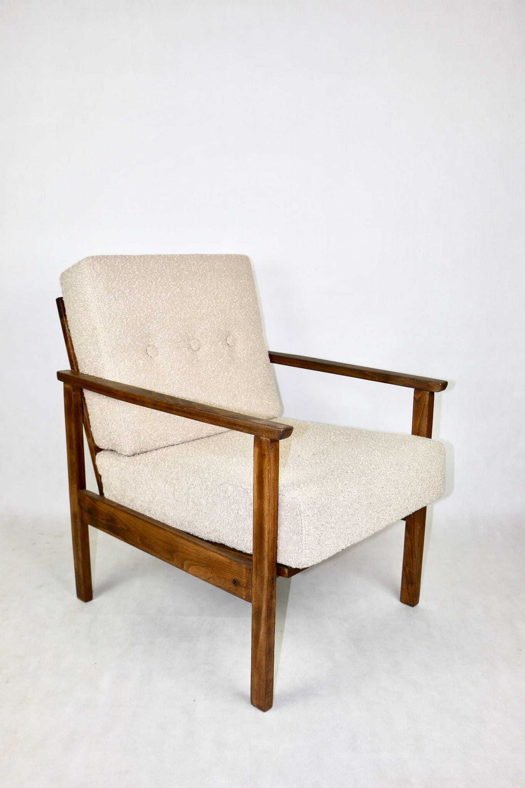 Vintage Loft Beige Boucle Armchair With Removable Cushions   2 Pieces Available