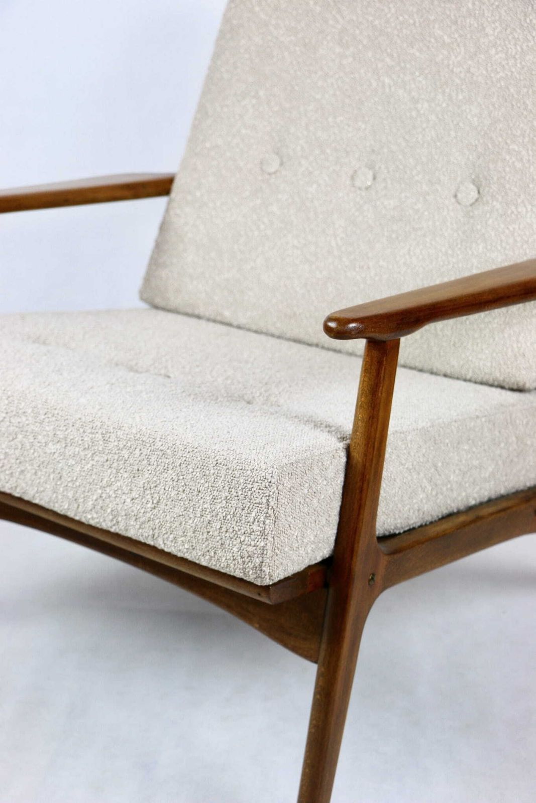 photo furniture Danish Vintage Loft Beige Boucle Armchair With Removable Cushions   2 Pieces Available