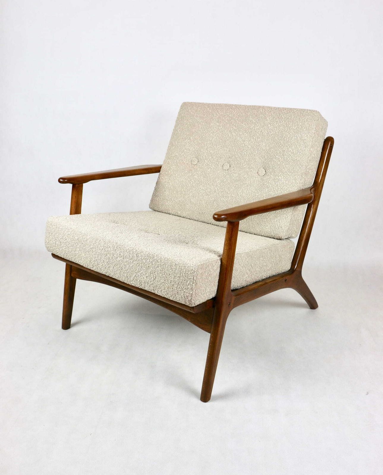 photo for sale Danish Vintage Loft Beige Boucle Armchair With Removable Cushions   2 Pieces Available