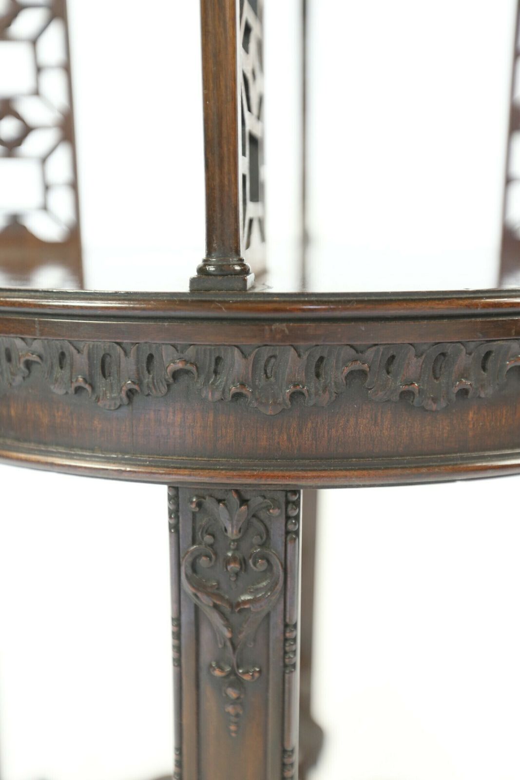 photo furniture Edwardian Mahogany Table With Carved & Fretwork Detail Circa 1900