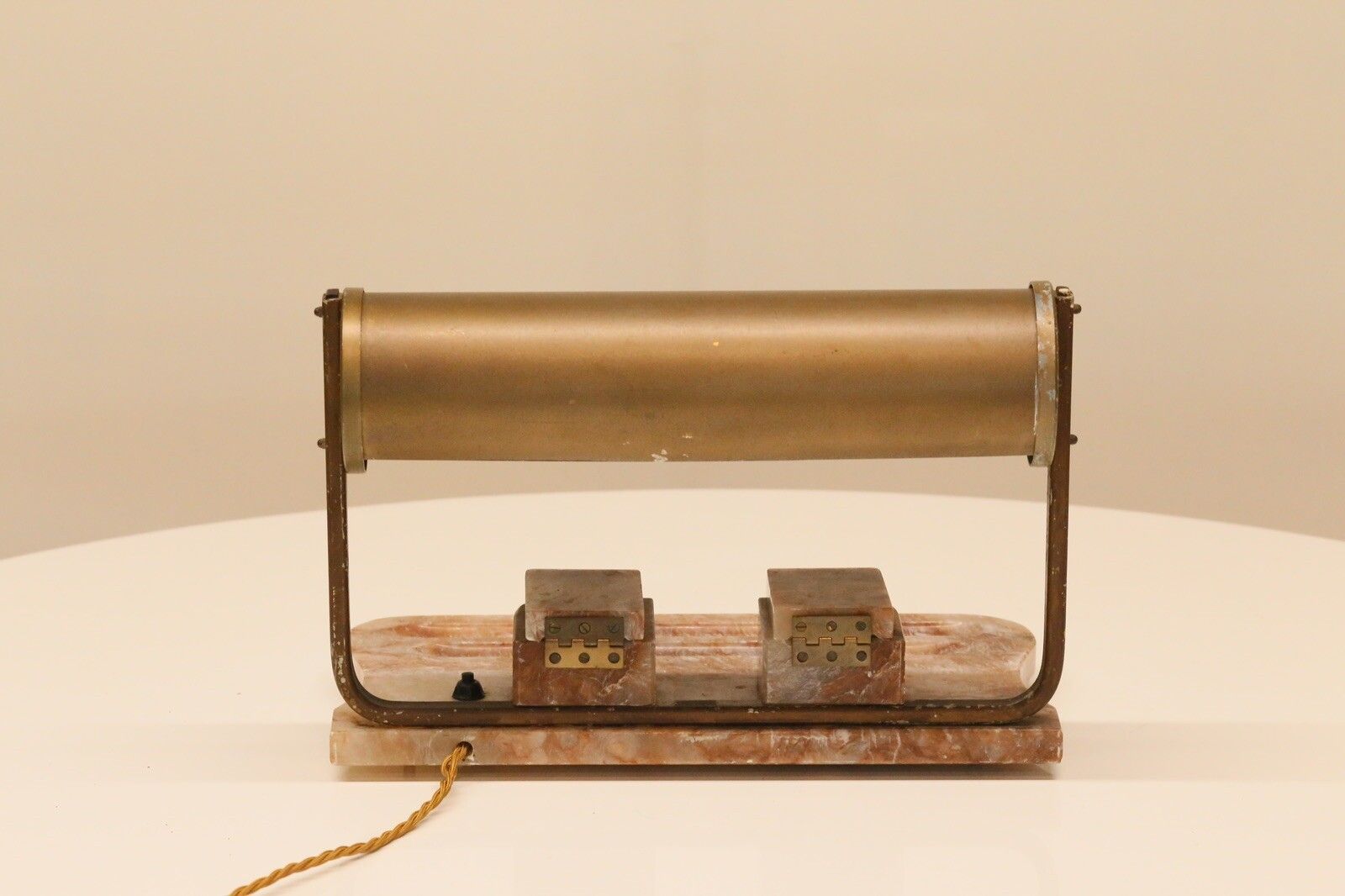 photo buy Art Deco Alabaster & Brass Desk Lamp With Ink Stand