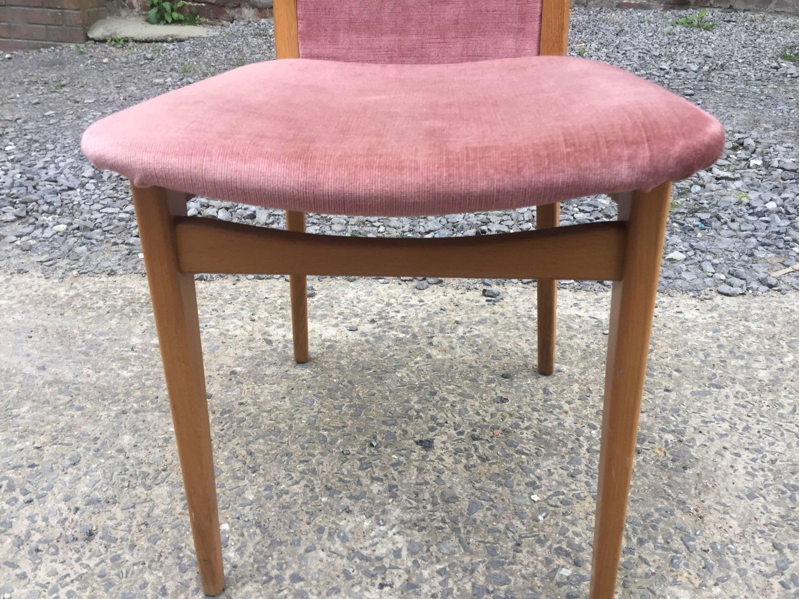 Set Of Four 1960s Chairs In Beech And Velvet photo for sale