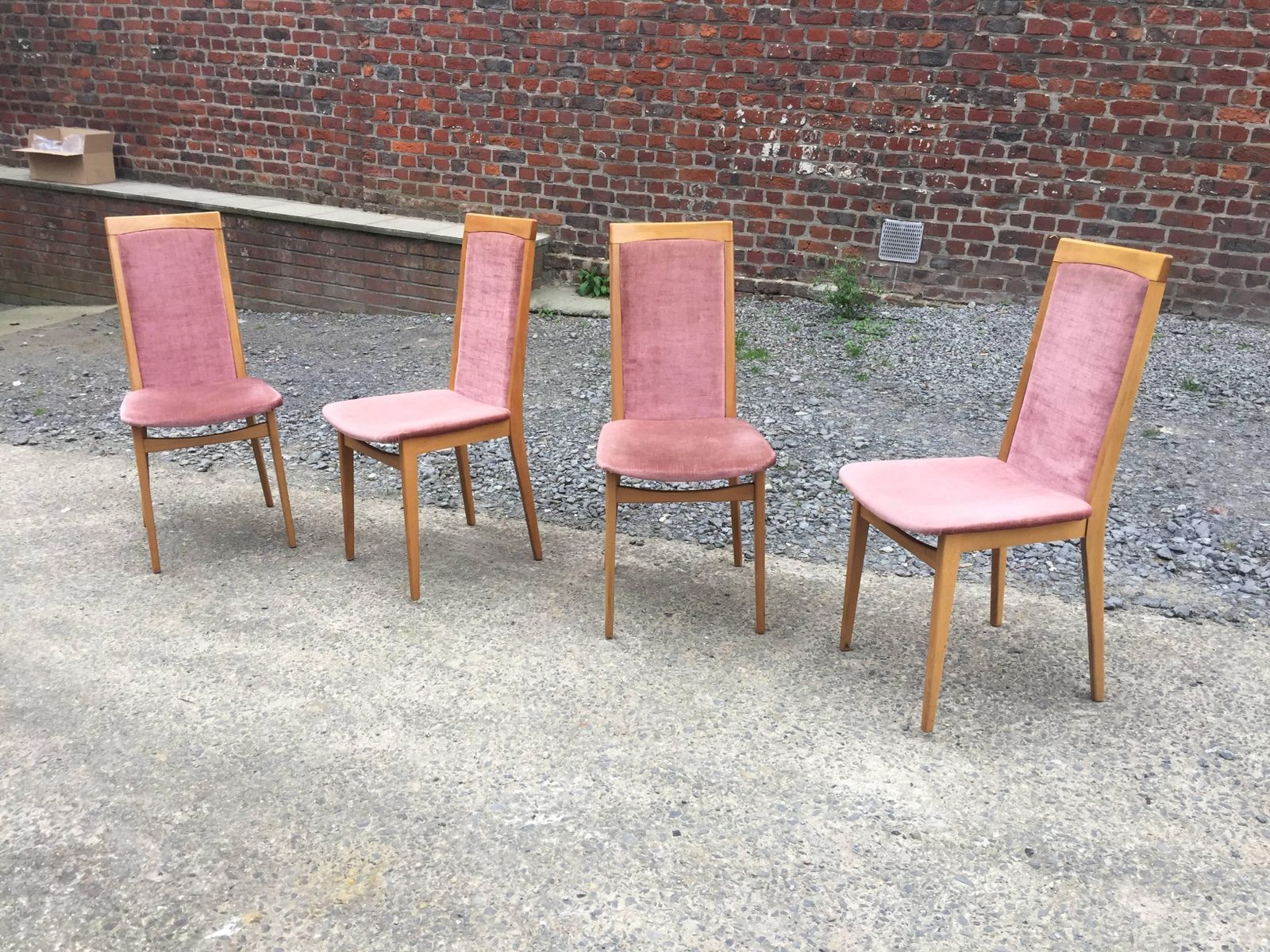 Set Of Four 1960s Chairs In Beech And Velvet photo buy