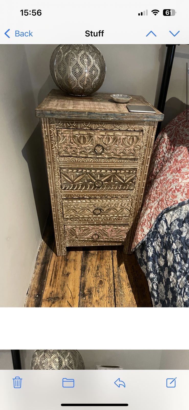 Pair Of Reclaimed Teak Carved Bedside Tables