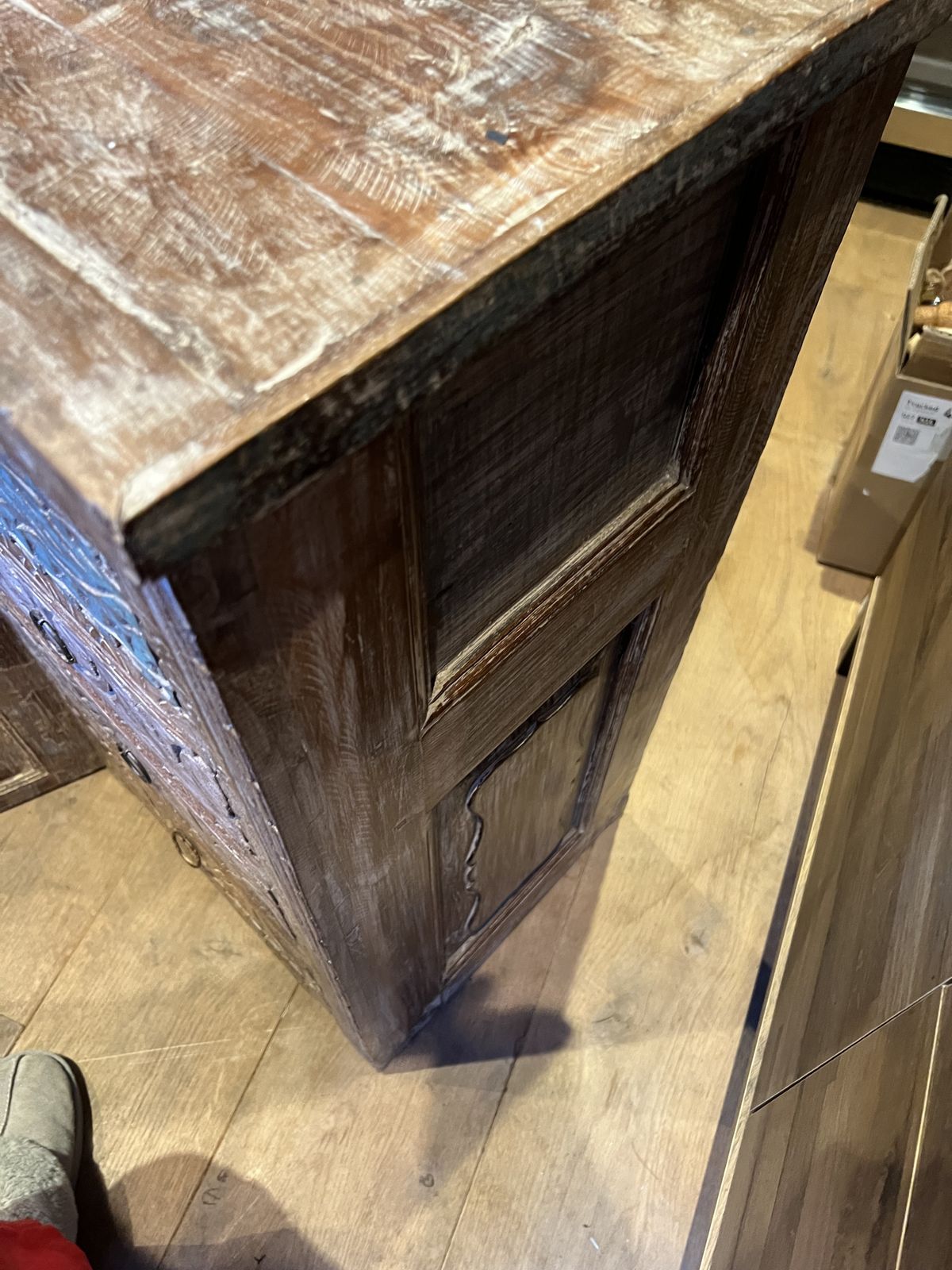 Pair Of Reclaimed Teak Carved Bedside Tables photo vintage