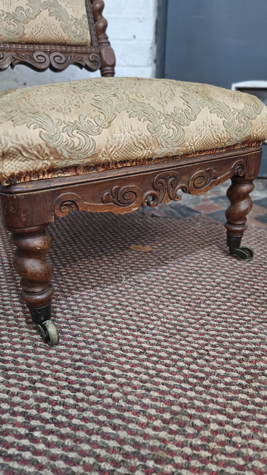Prie Dieu Chair With Barley Twists   Refurbishment Project photo Furniture
