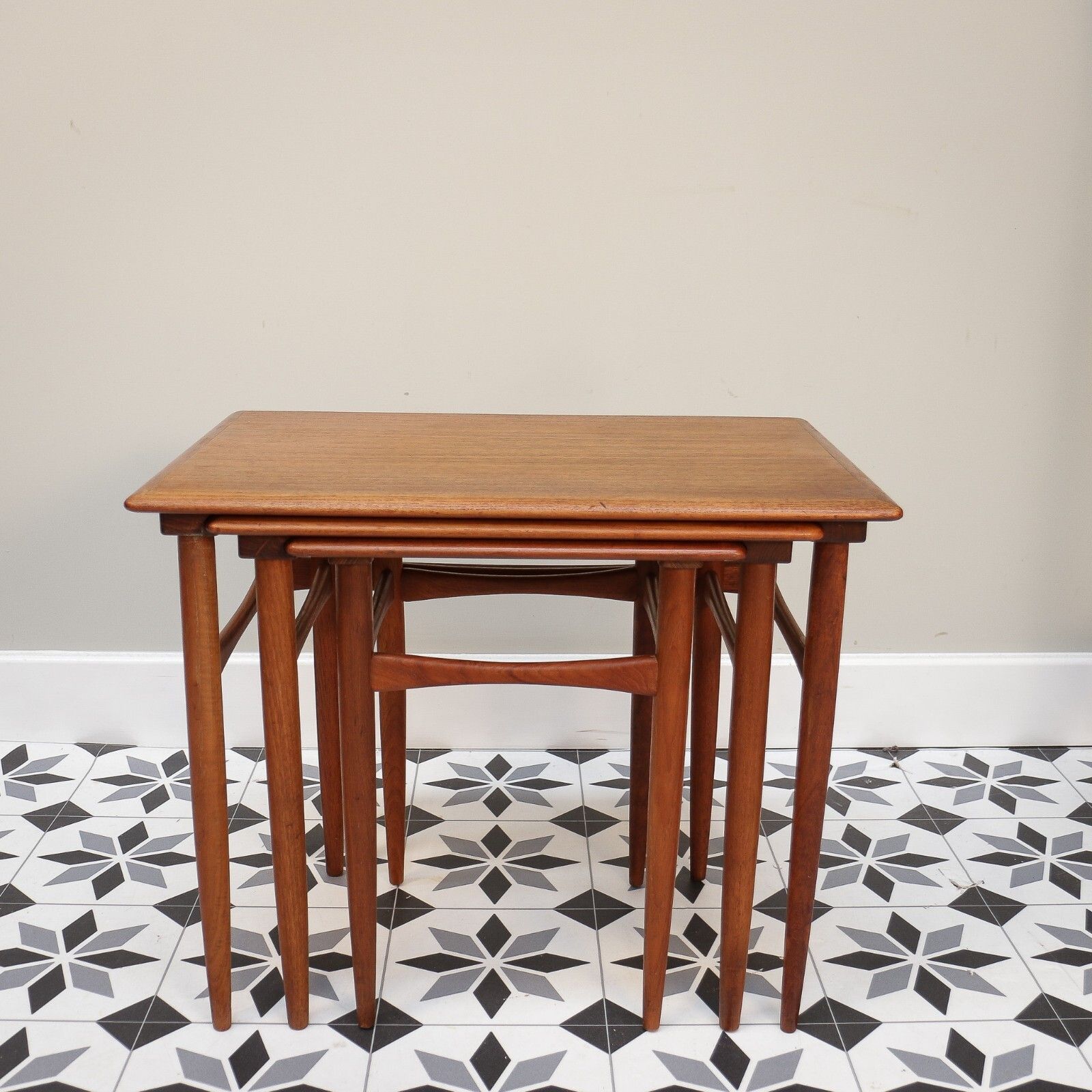 Mid Century Nest Of Tables In Teak Kai Kristiansen Mimi Set For Skovmand & Andersen photo vinterior
