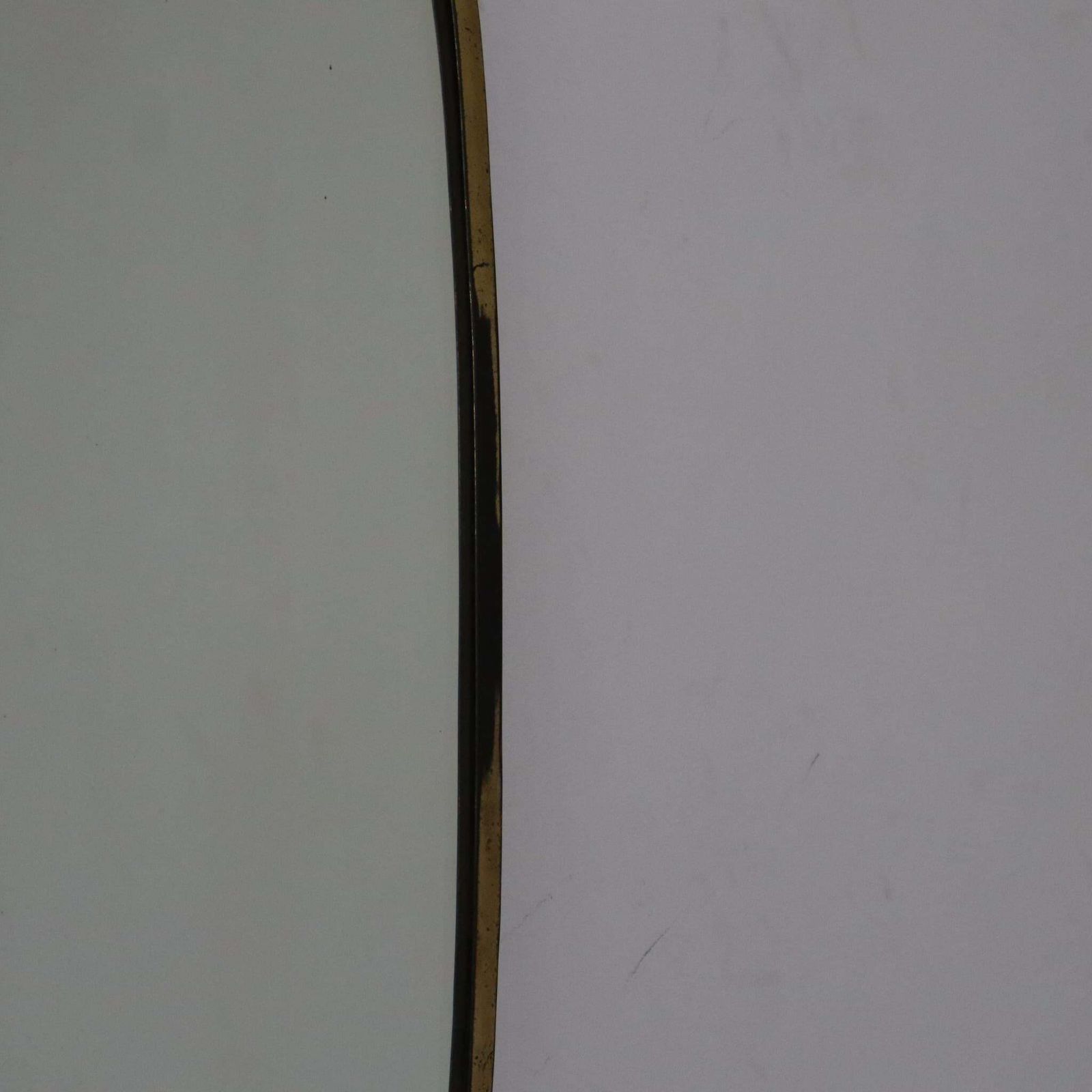 1950s Gio Ponti Style Mid Century Modern Solid Brass Italian Oval Wall Mirror photo vinterior
