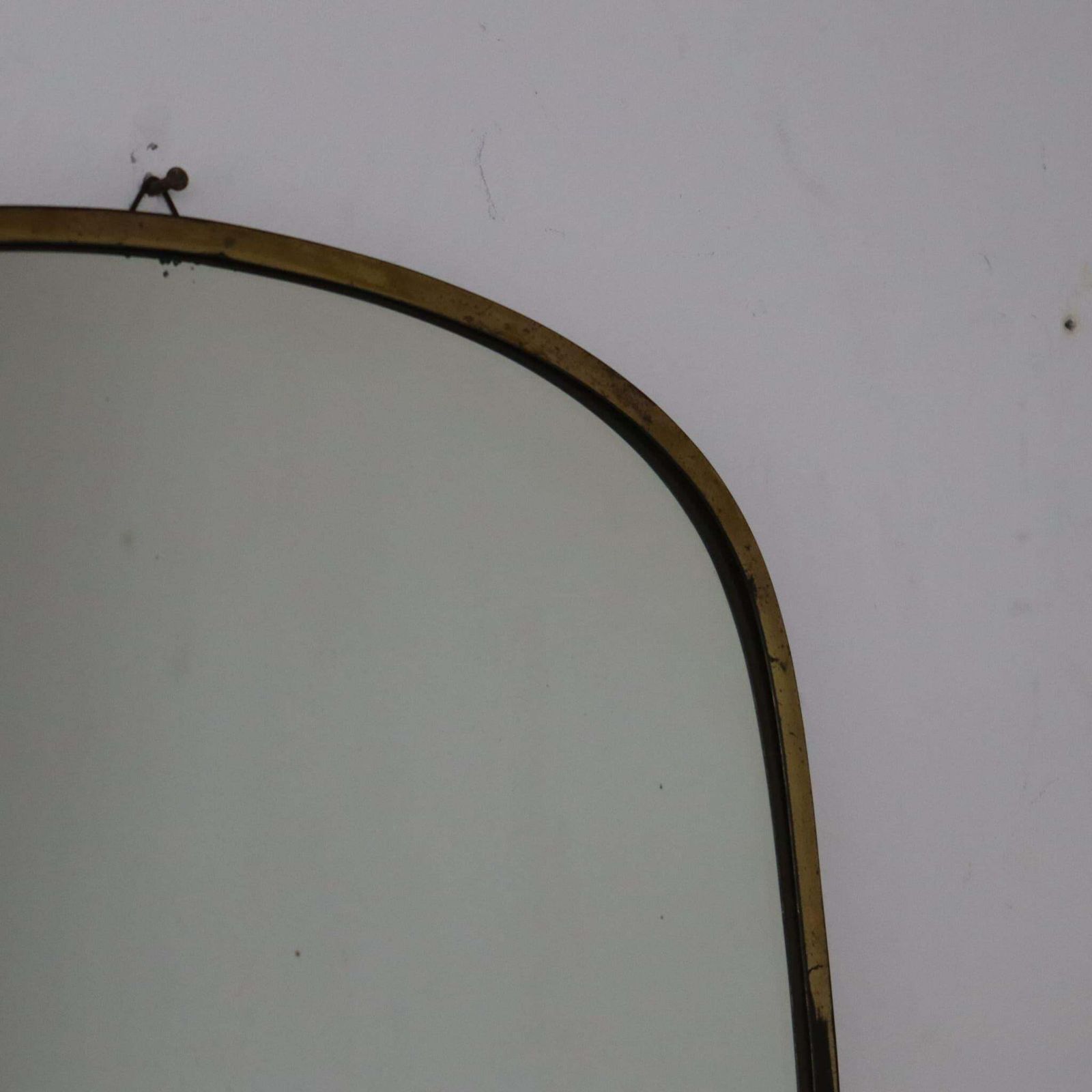 1950s Gio Ponti Style Mid Century Modern Solid Brass Italian Oval Wall Mirror photo buy