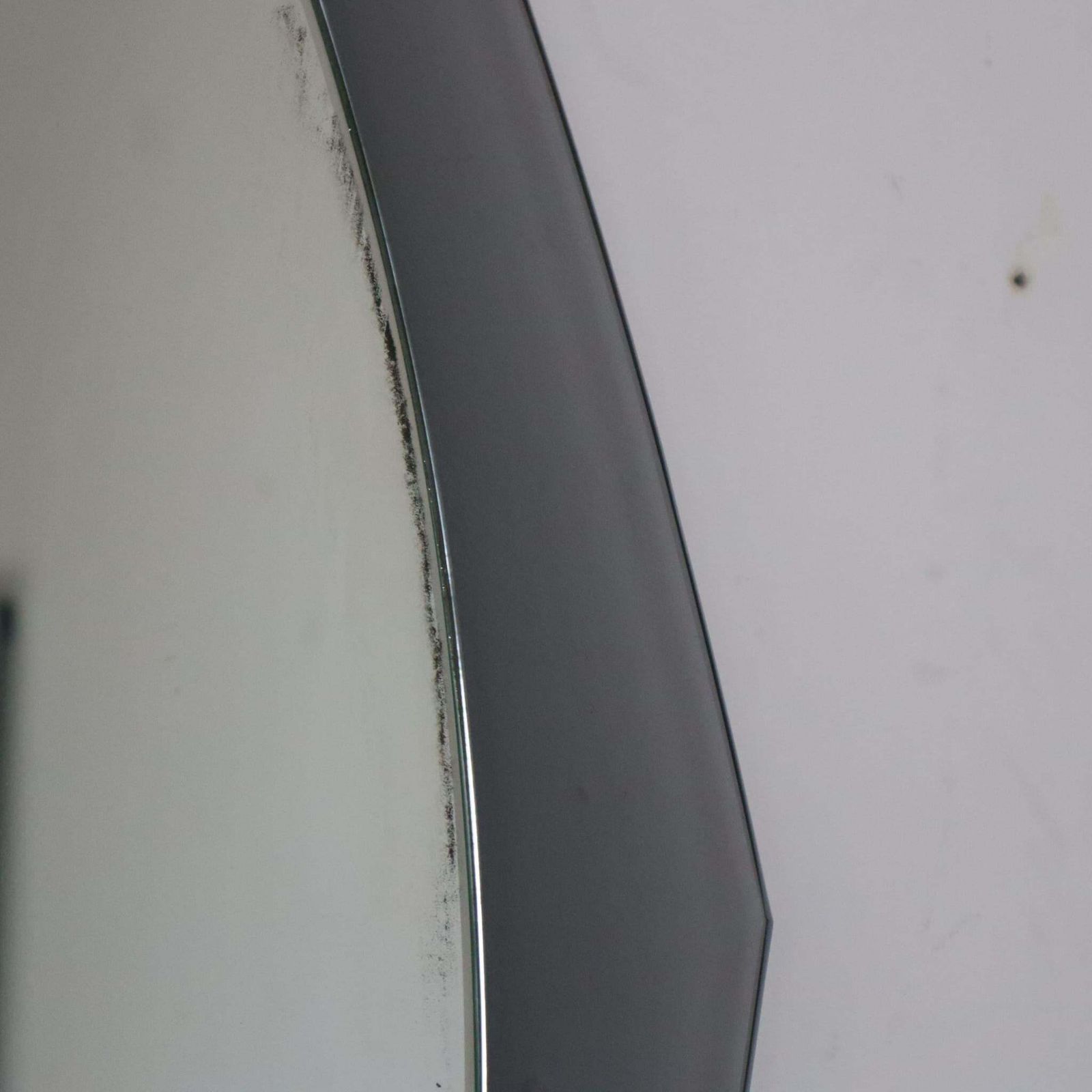 photo furniture Midcentury Glass Framed Oval Wall Mirror Attributed To Cristal Art, Italy, 1960s