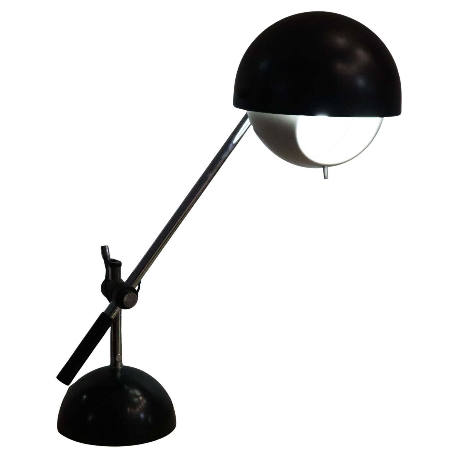 Italian Table Lamp Black And Chrome In Style Of Gino Sarfatti For Flos, 1960s