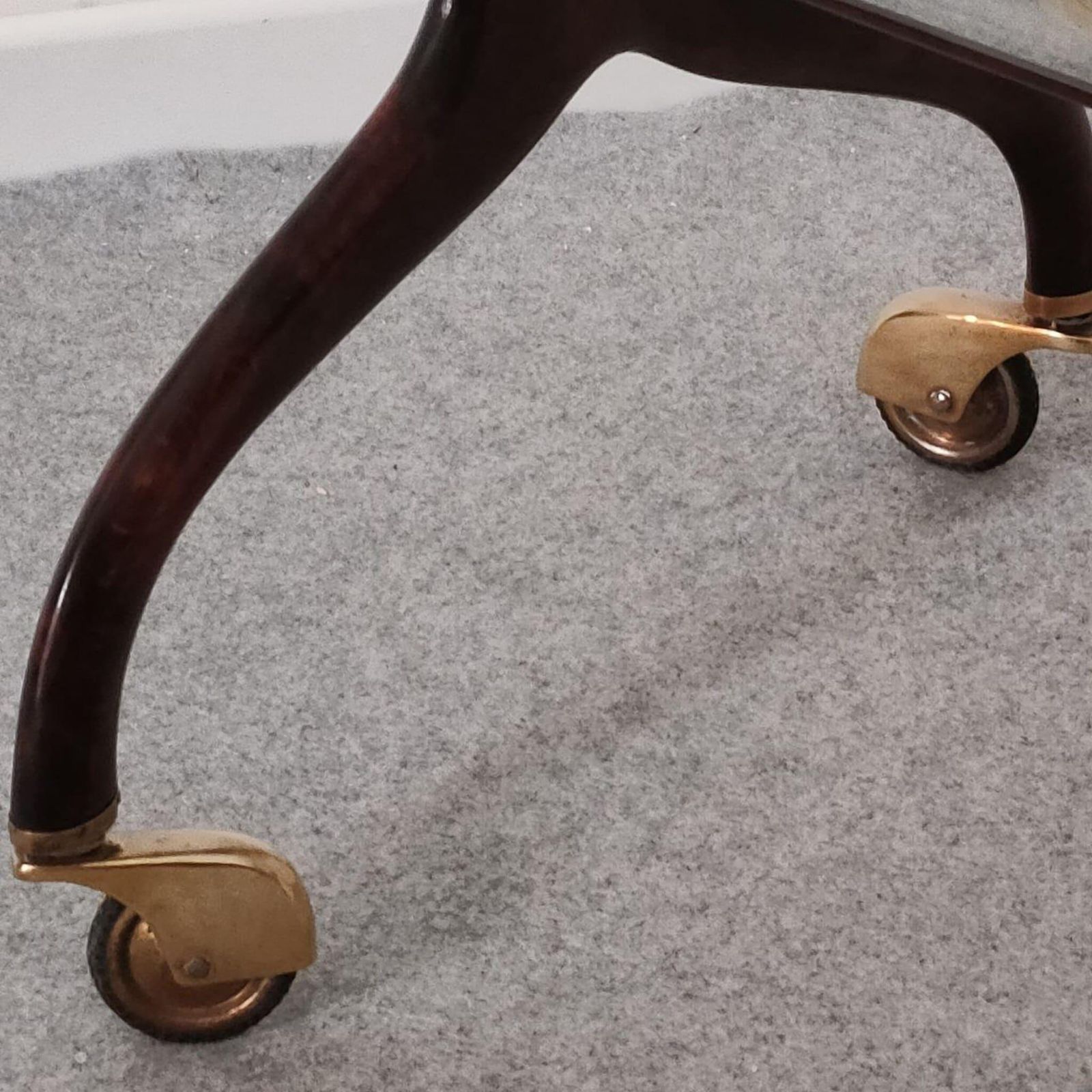 Mid Century Modern Wood Brass Bar Cart Megazine Rack By Cesare Lacca Italy 1950s photo vinterior