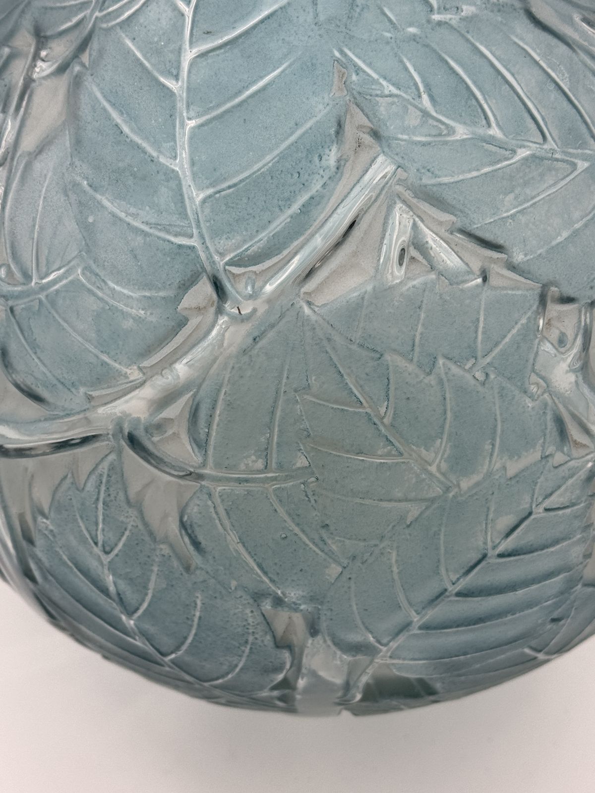 A R.Lalique Milan  Blue Patinated Glass Vase photo 6500.0
