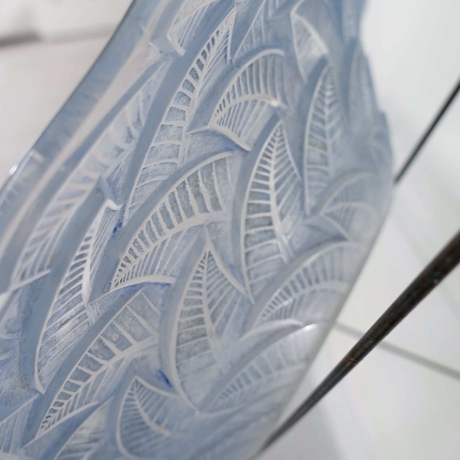 Lalique Art Deco Ormeaux Blue Glass Bowl 32cm 1937 photo buy