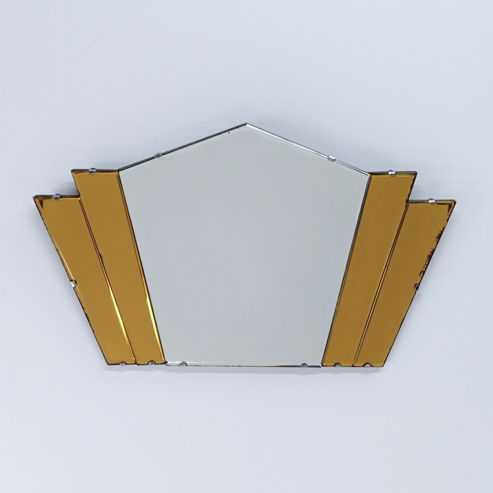 Art Deco Amber Fan Mirror Circa 1930