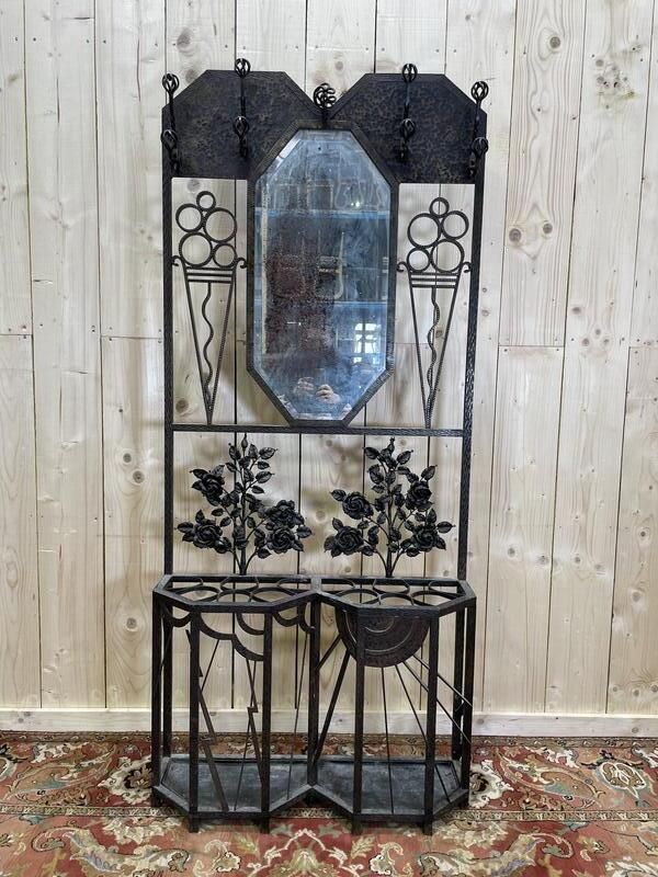 Portemanteau   Vestiaire Art Nouveau En Fer Martelé