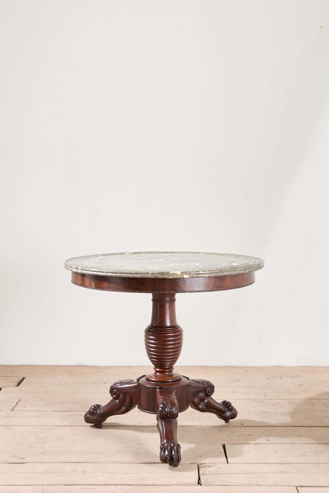 19th Century Mahogany And Grey Marble Gueridon Table