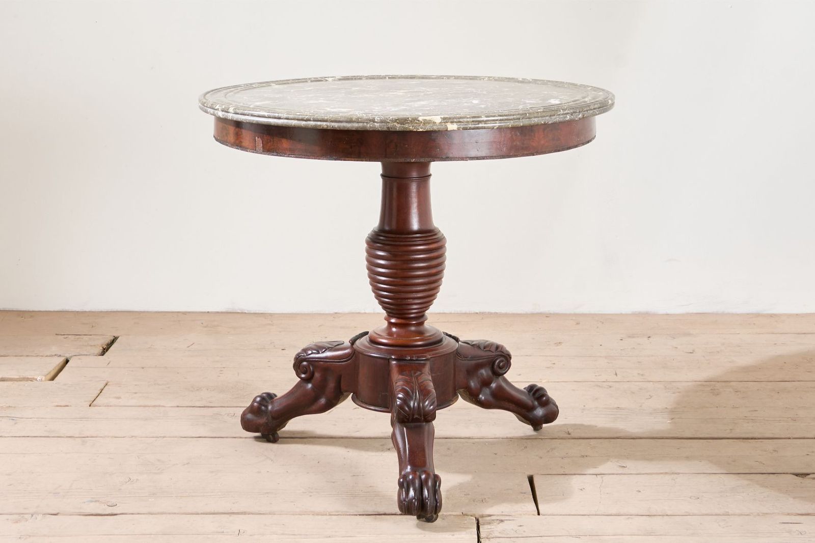 19th Century Mahogany And Grey Marble Gueridon Table photo for sale
