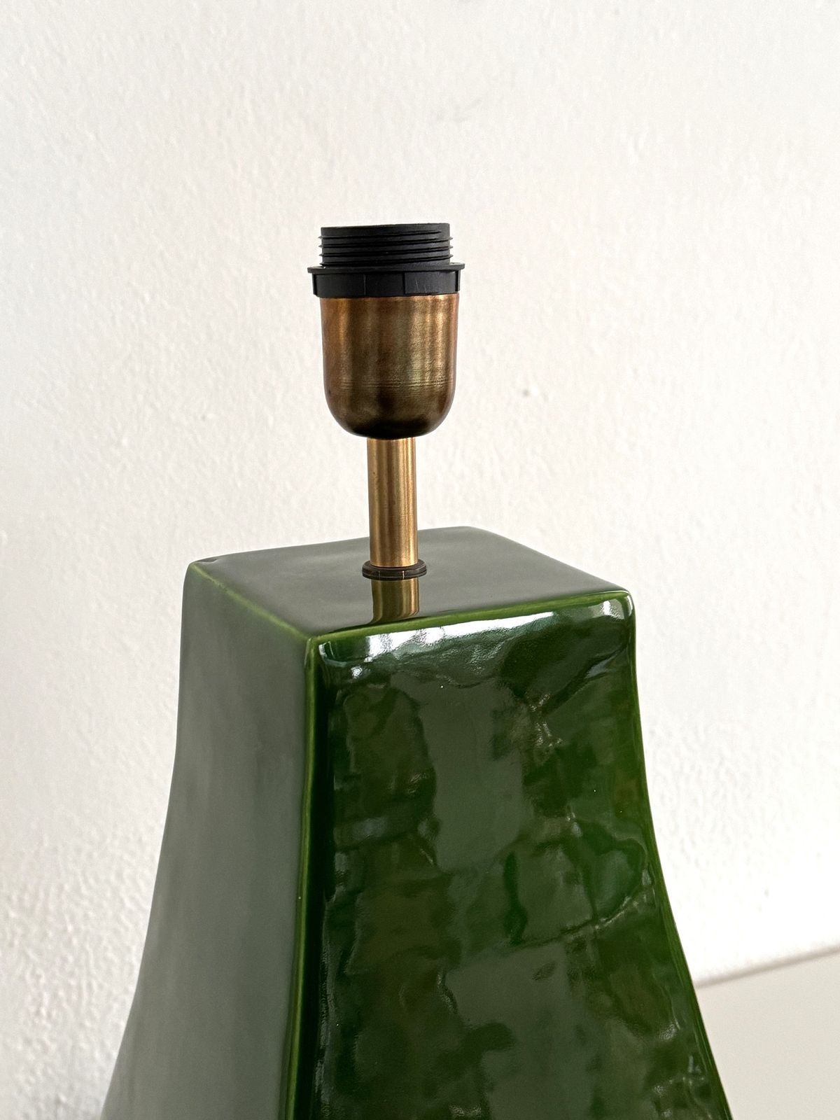 Italian Vintage Table Lamp Base In Shiny Green Ceramic By Zaccagnini Florence, 1970s photo vinterior