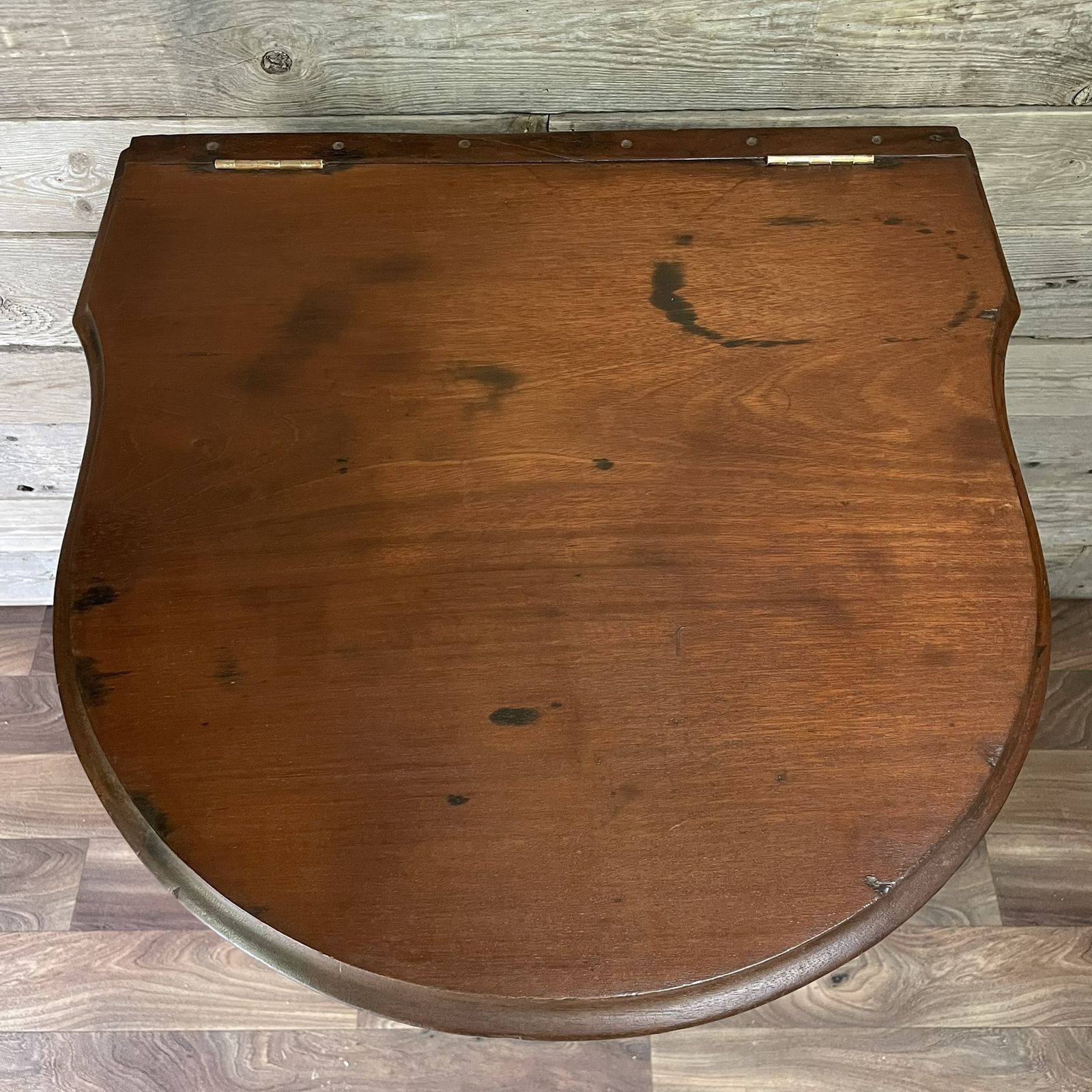 photo for sale Antique Victorian Bow Fronted Mahogany Drop Flap Lid Ships Wash Stand Vanity Unit Basin