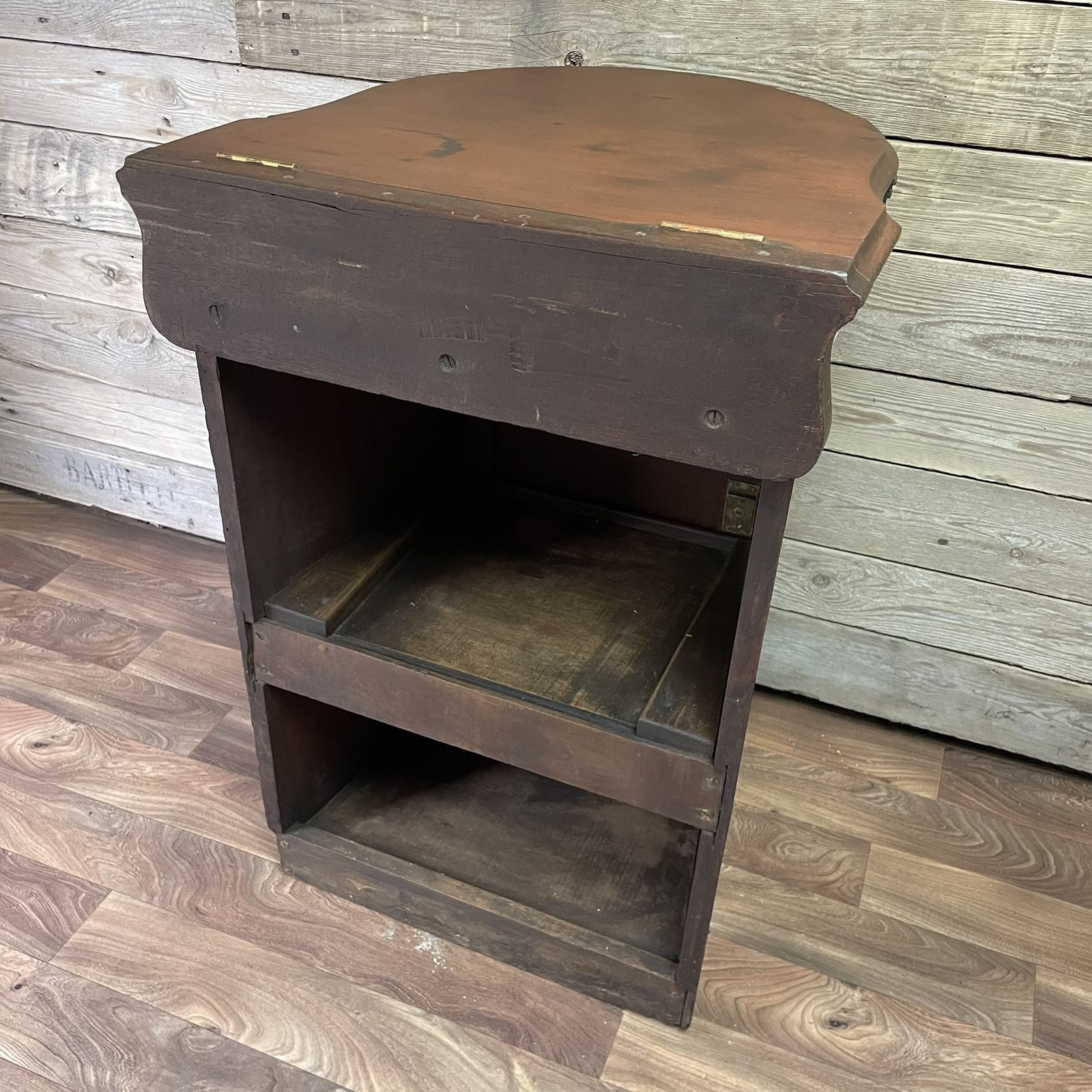 200.0 Antique Victorian Bow Fronted Mahogany Drop Flap Lid Ships Wash Stand Vanity Unit Basin photo