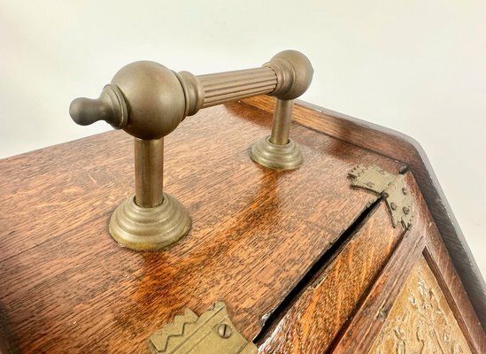 photo for sale Antique Victorian Oak And Brass Coal Scuttle, 19th Century