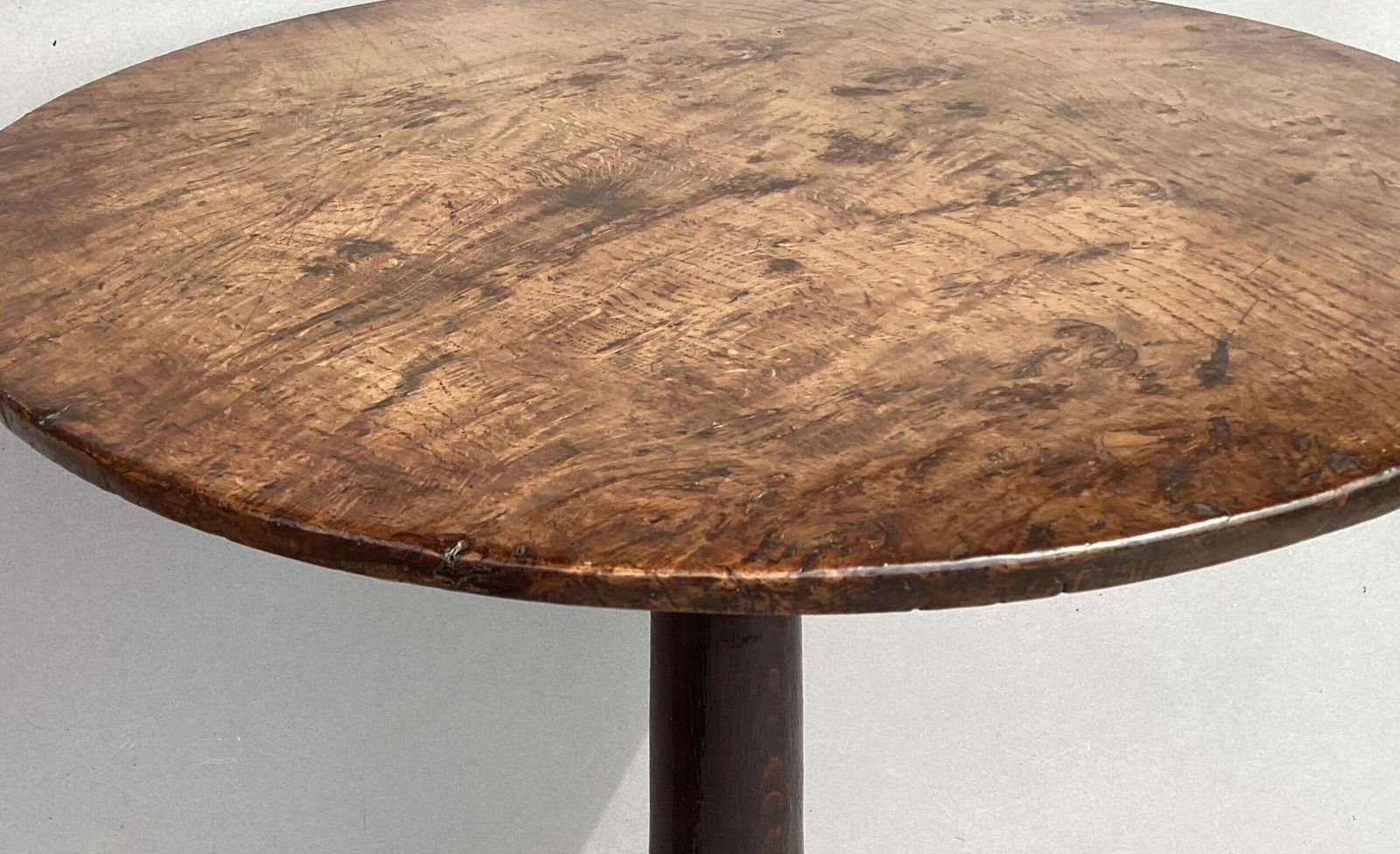 Charming Irish Georgian Burr Oak Tripod Wine Table photo vintage