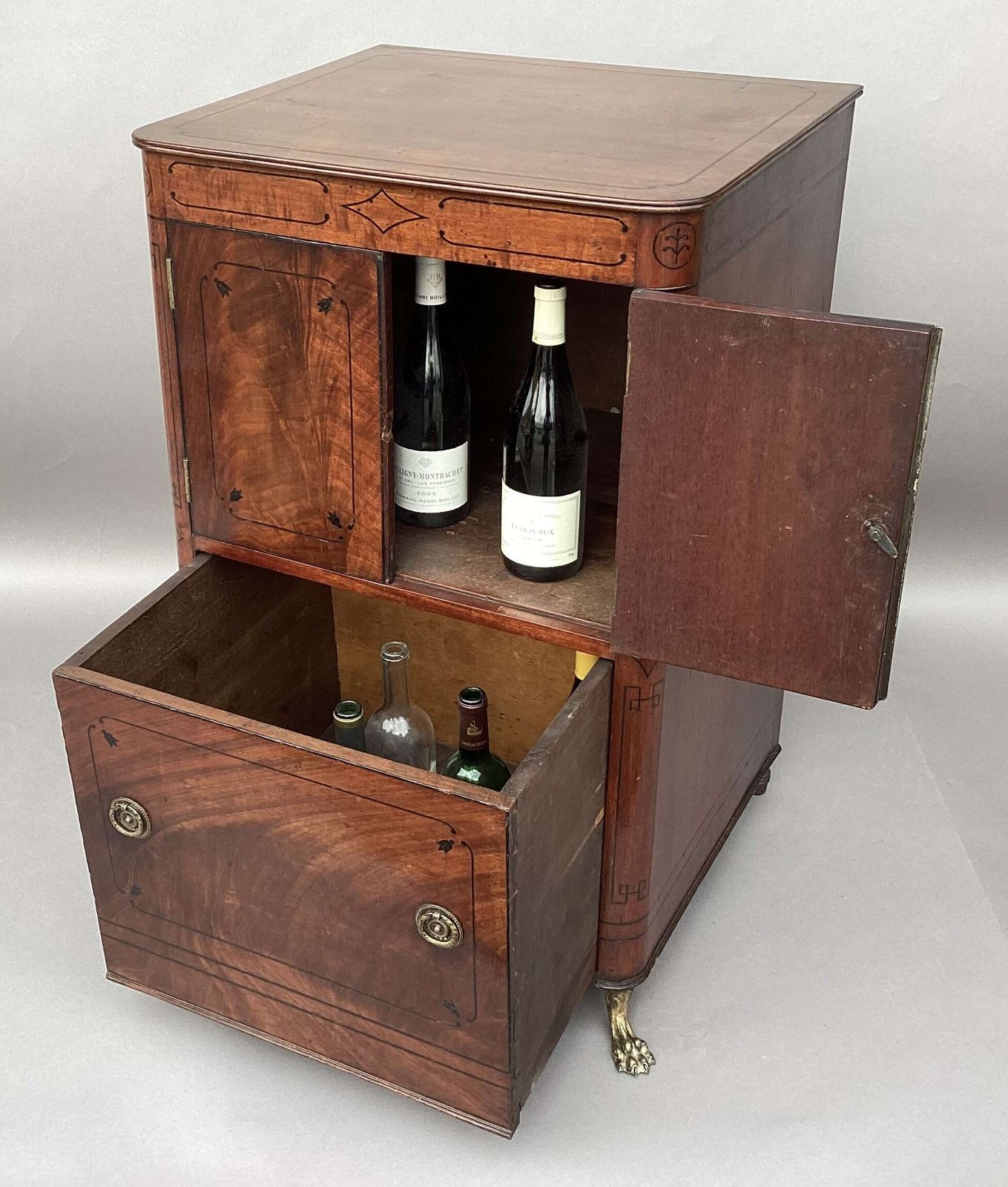 Splendid Regency Mahogany Ebony Inlaid Pedestal Cabinet photo for sale