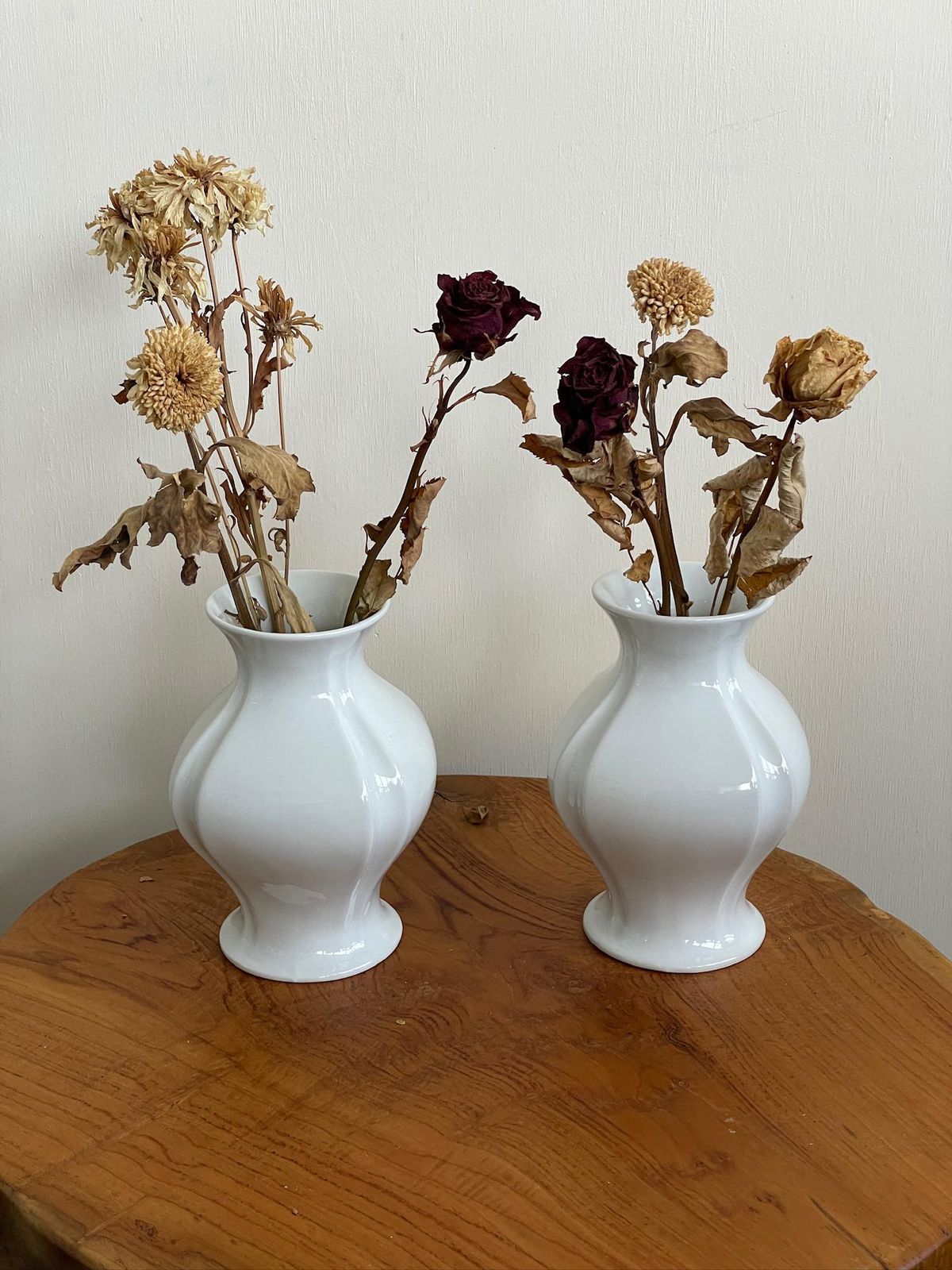Pair Of Vintage Mid Century White Glazed Vases Pleated Detail Model 1495 18 photo Home Decor