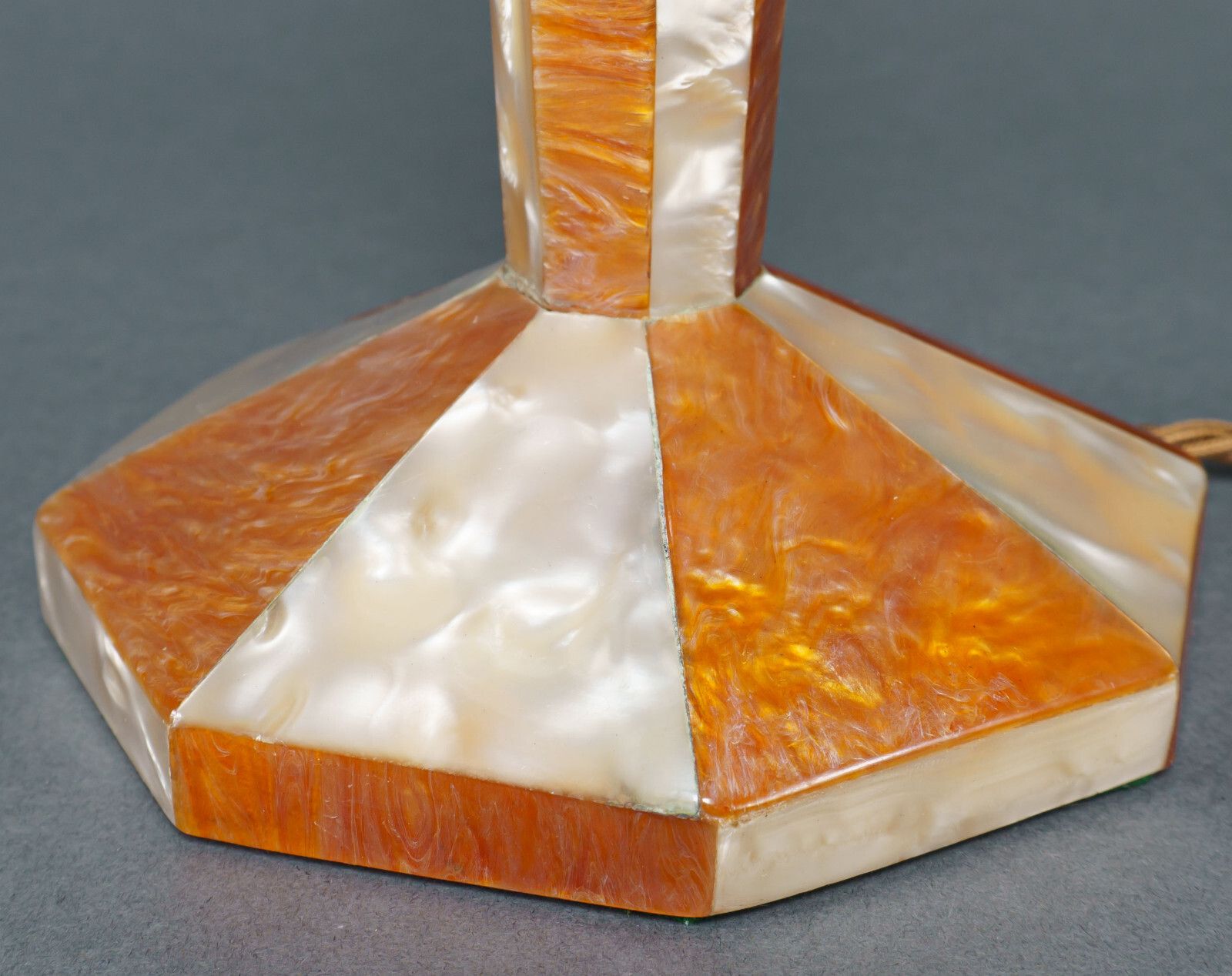 Original 1920s Art Deco Celluloid Mother Of Pearl & Tortoiseshell Geometric Table Lamp photo furniture