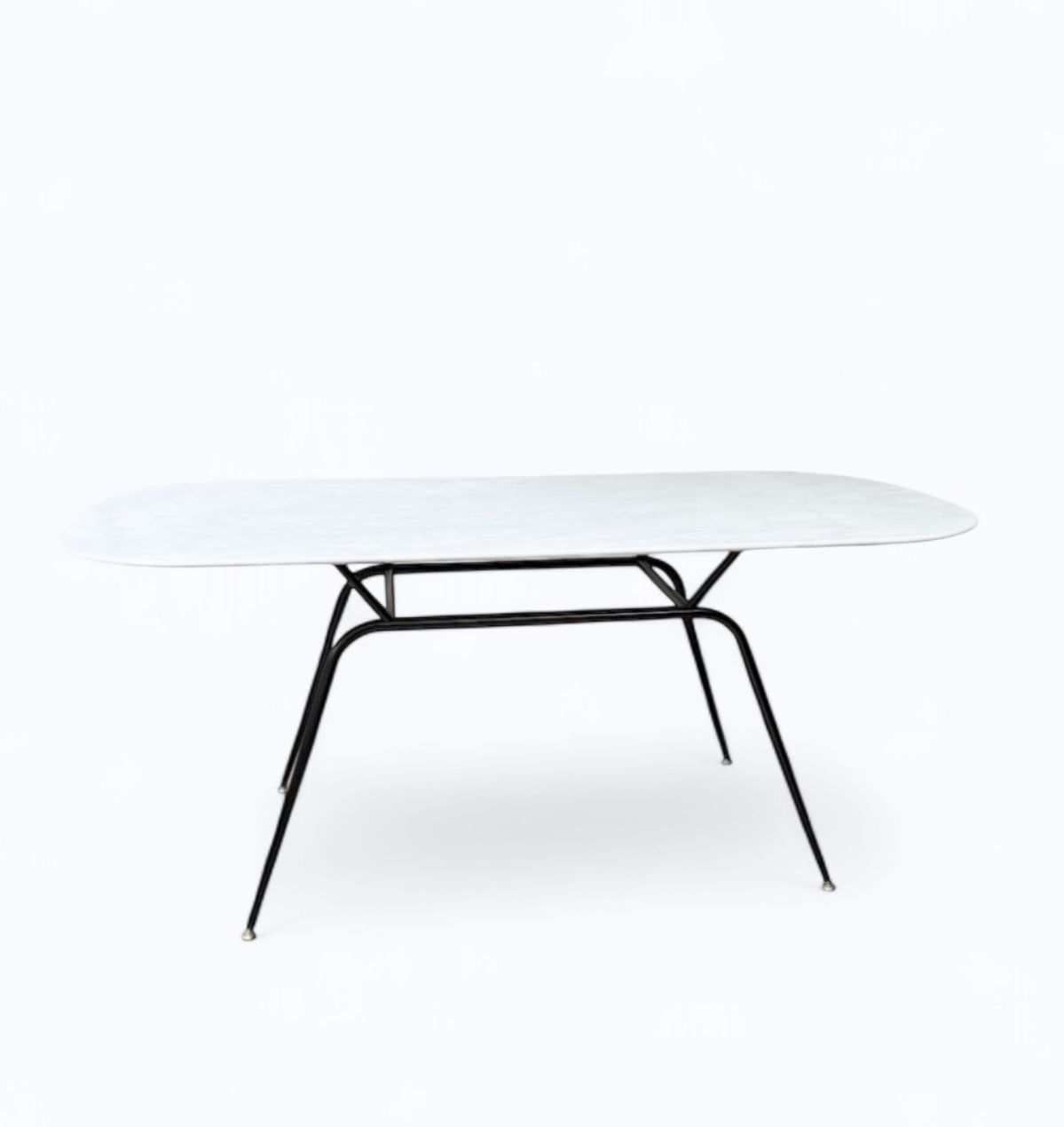 Carrara Marble Dining Table With Tubular Steel Legs, Attributed To Ico Parisi, Italy C. 1950's photo for sale