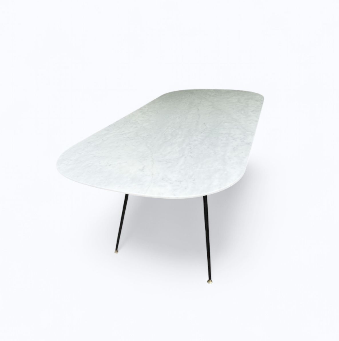 Carrara Marble Dining Table With Tubular Steel Legs, Attributed To Ico Parisi, Italy C. 1950's photo vinterior