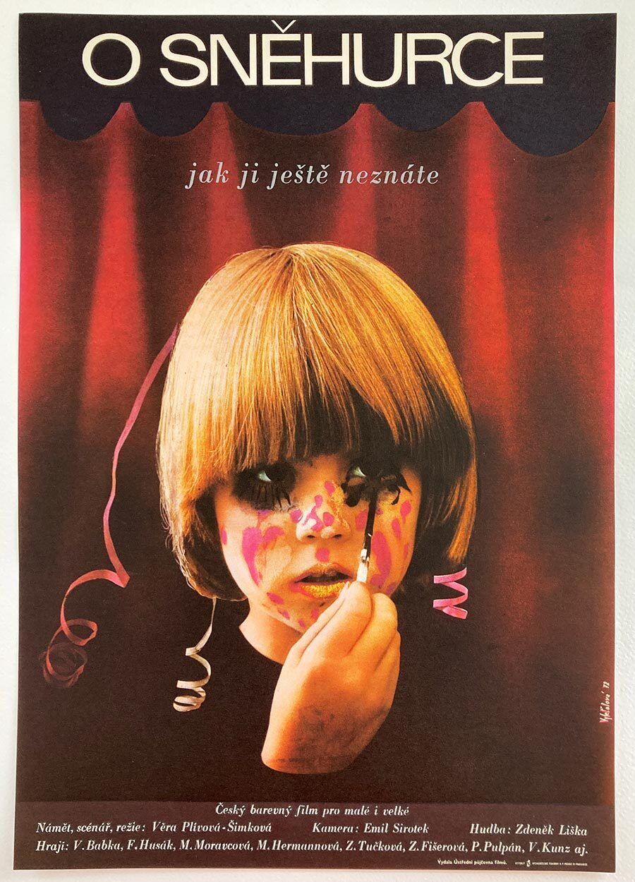 Original Movie Poster, Snow White, Olga Poláčková Vyleťalová, 1972, Genuine Czech Vintage Print
