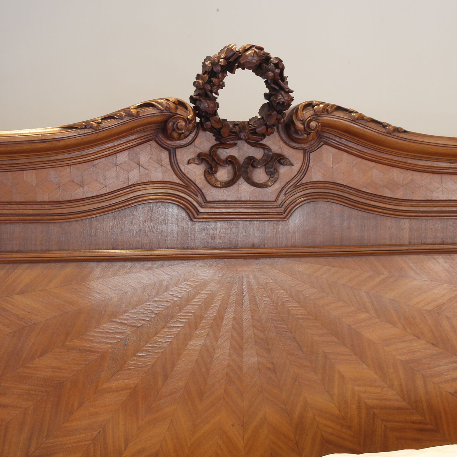 King Size Art Deco Bed In Mahogany With Sunburst Inlay, Parquetry And Ormolu Accents. photo 2820.0