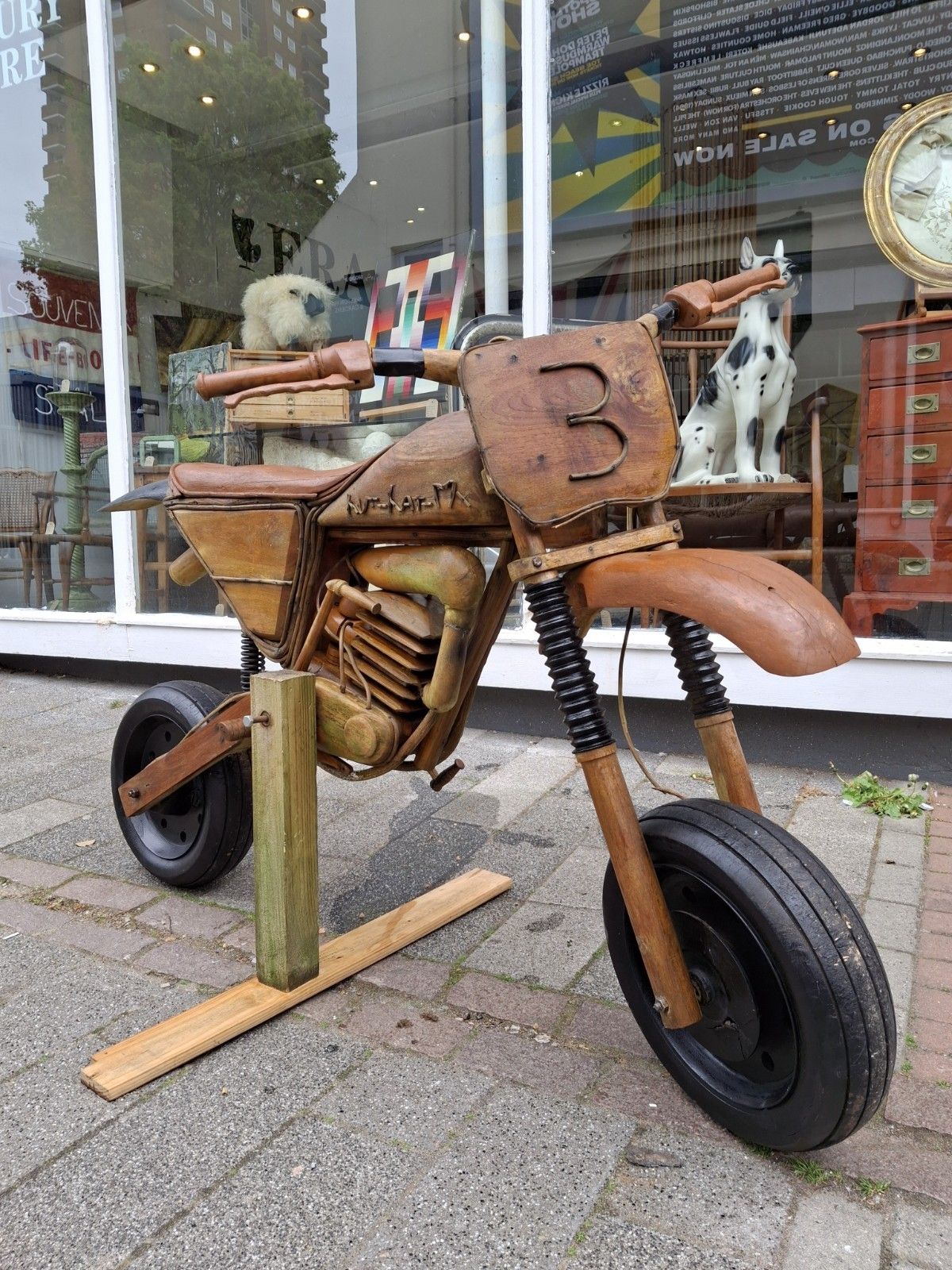 Vintage Full Size Scratch Built One Off Wooden Motocross Bike.