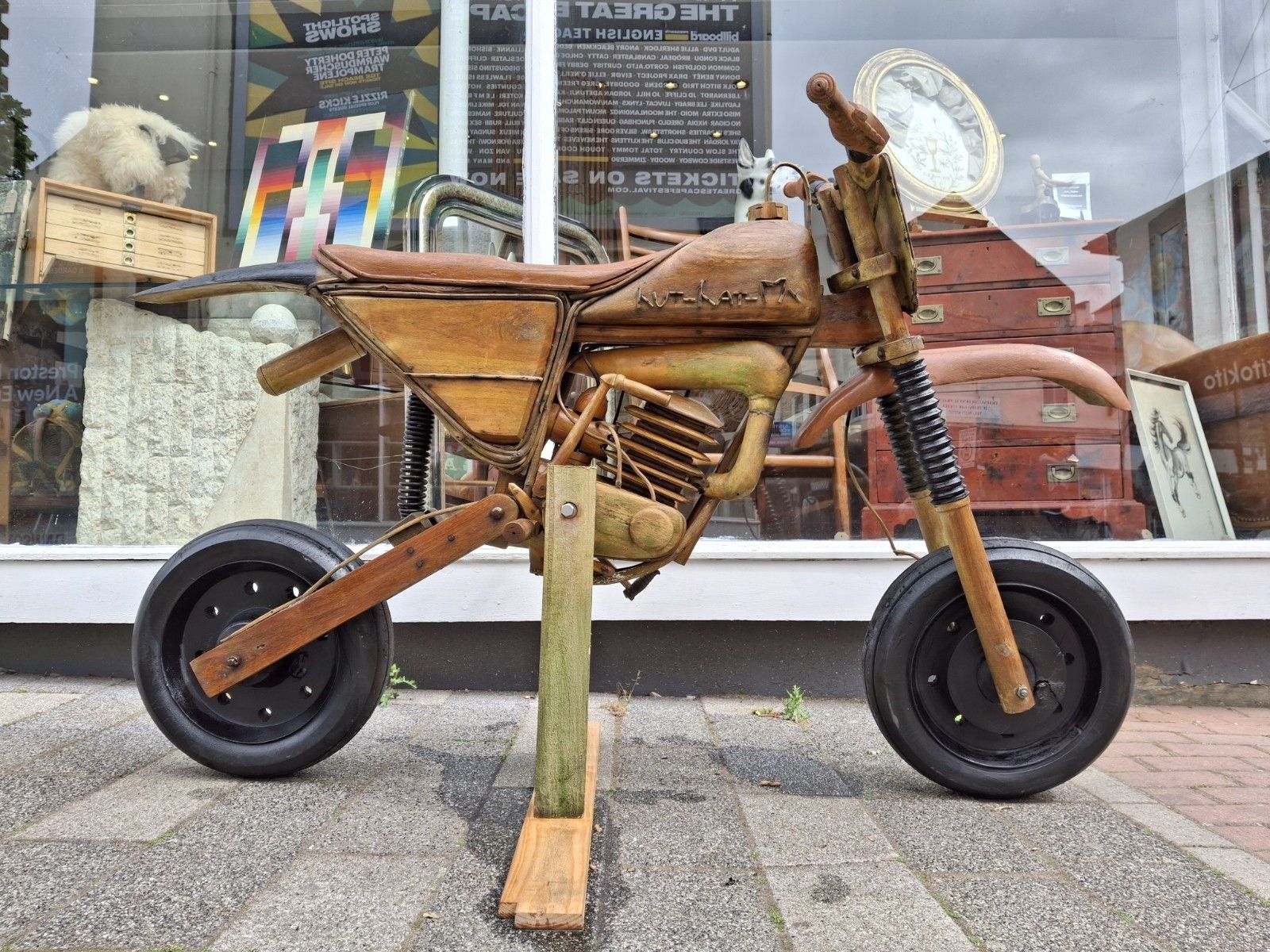 Vintage Full Size Scratch Built One Off Wooden Motocross Bike. photo for sale