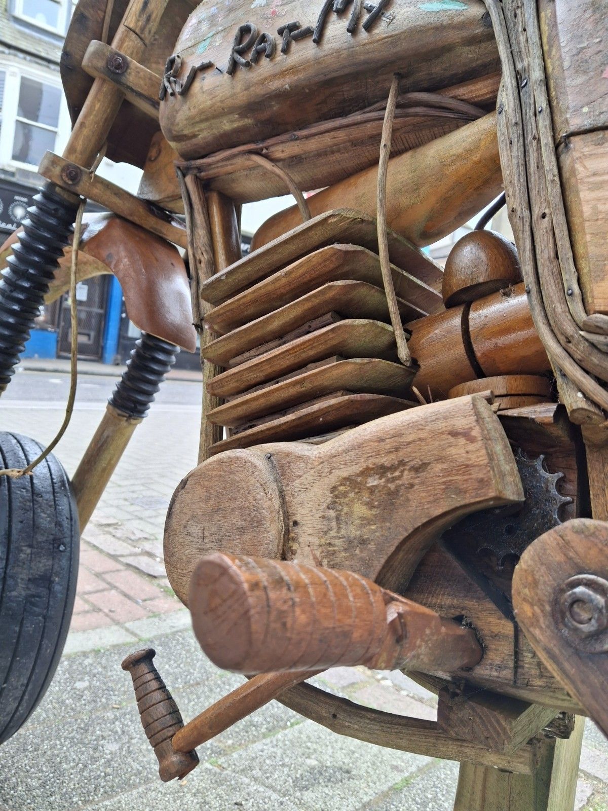 500.0 Vintage Full Size Scratch Built One Off Wooden Motocross Bike. photo