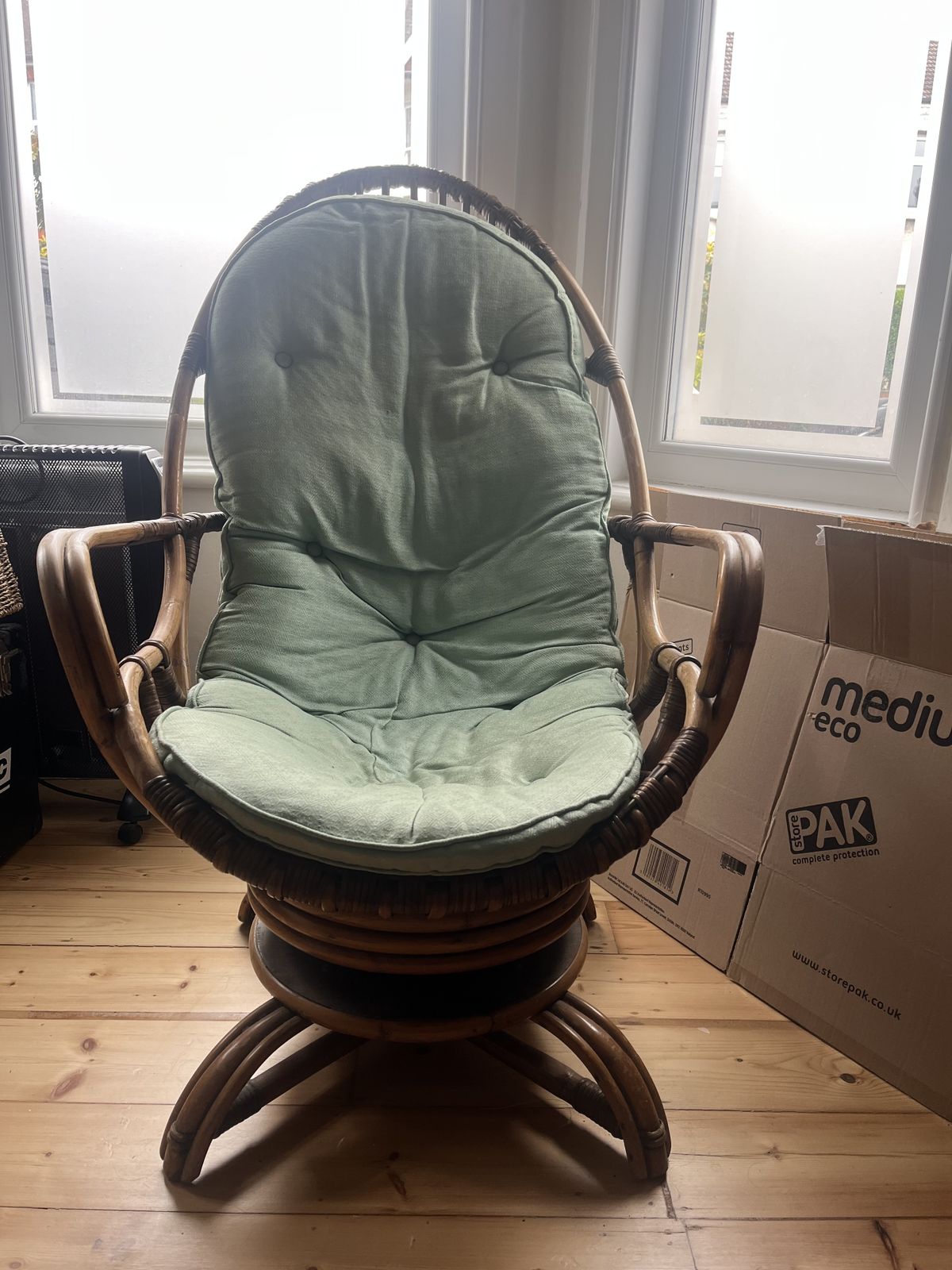Angrave's Of Leicester Bamboo Swivel Rocker Chair 1970