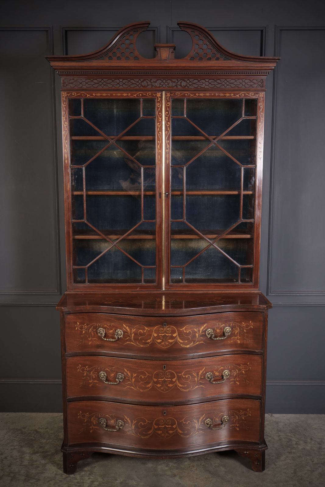 Rare George III Marquetry Inlaid Mahogany Bookcase photo furniture