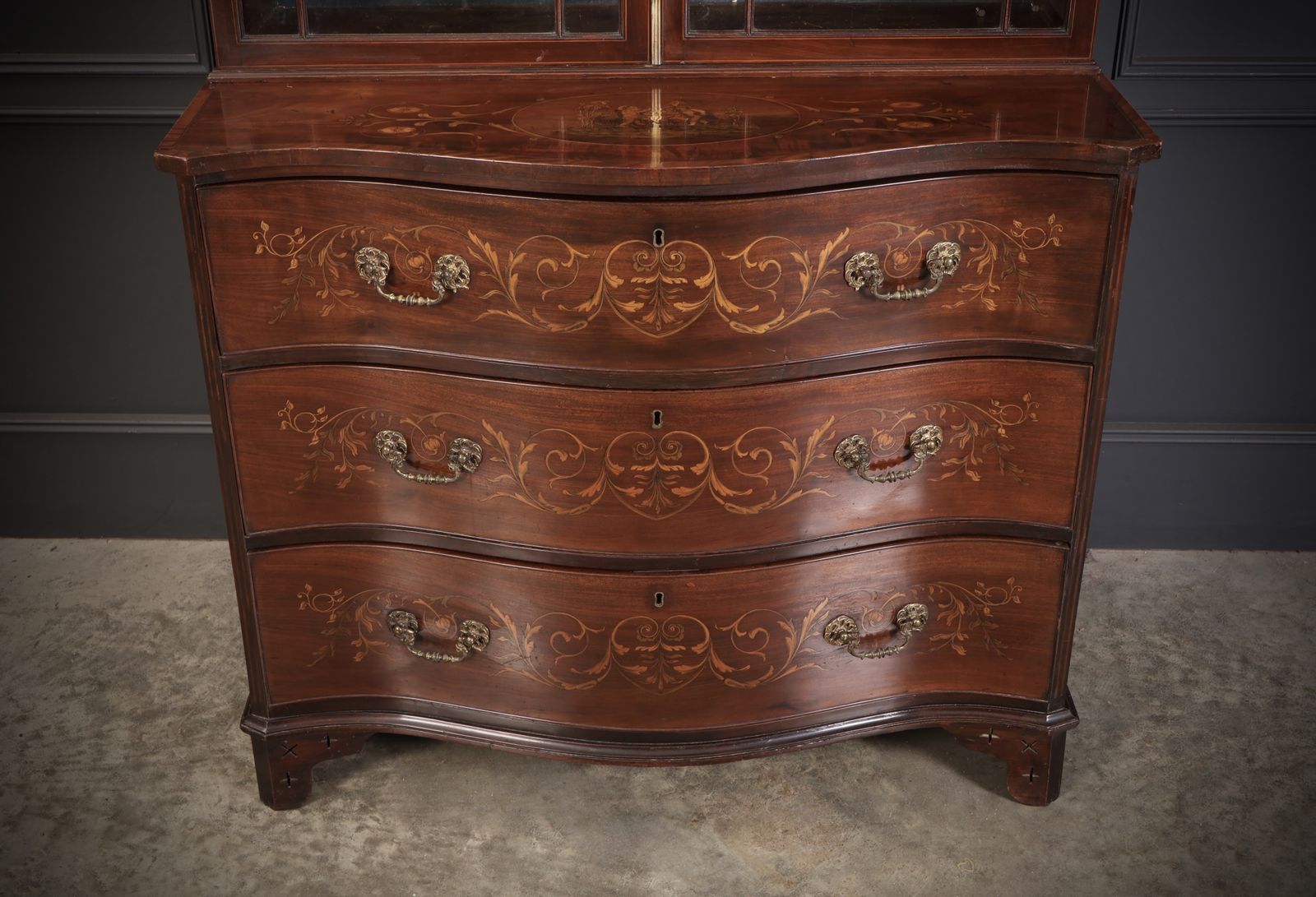 Rare George III Marquetry Inlaid Mahogany Bookcase photo vintage