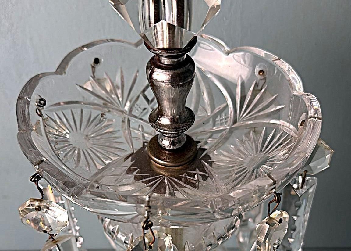 photo for sale Louis XVI Revival French Table Lamp Crystals And Decorative Base (No Lampshade)